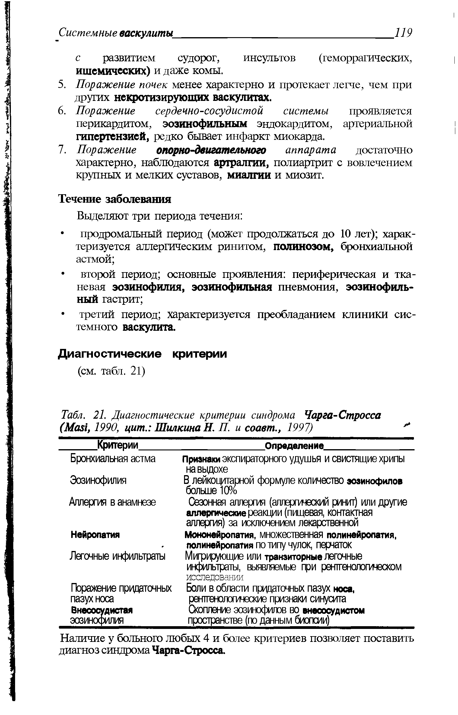 Табл. 21. Диагностические критерии синдрома Чарга-Стросса...