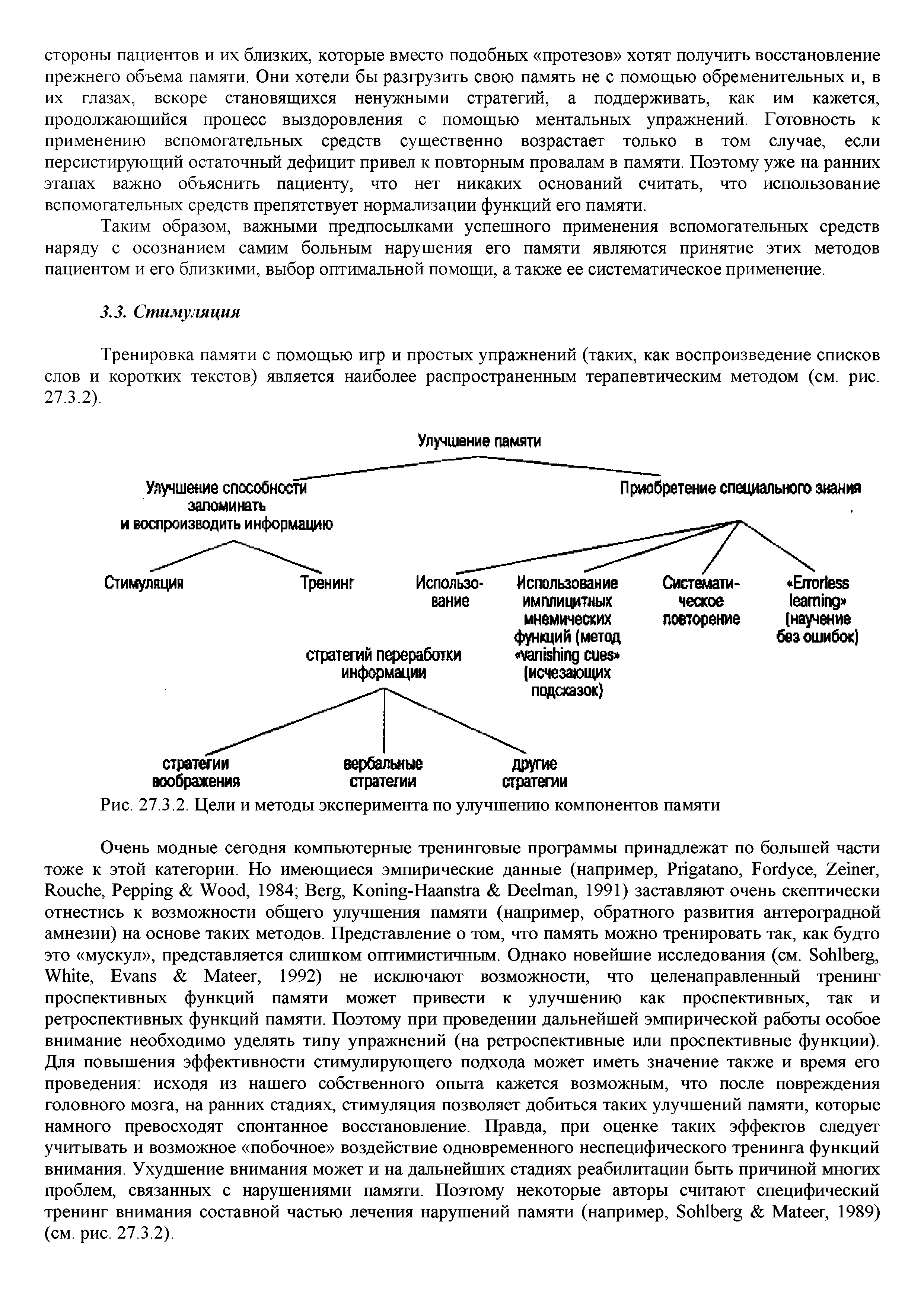 Рис. 27.3.2. Цели и методы эксперимента по улучшению компонентов памяти...