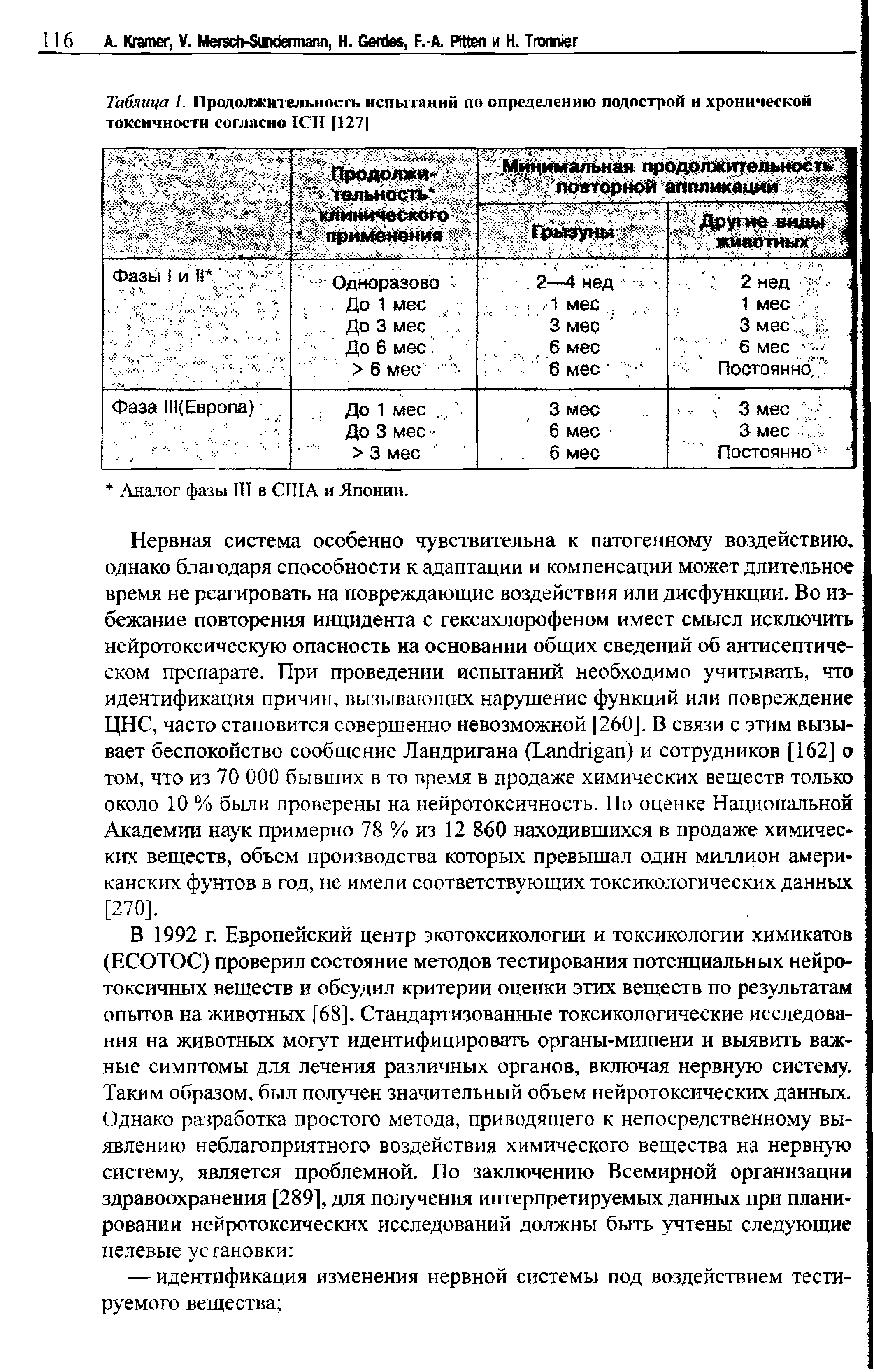 Таблица 1. Продолжительность испытаний по определению подострой н хронической токсичности согласно ICH 127 ...