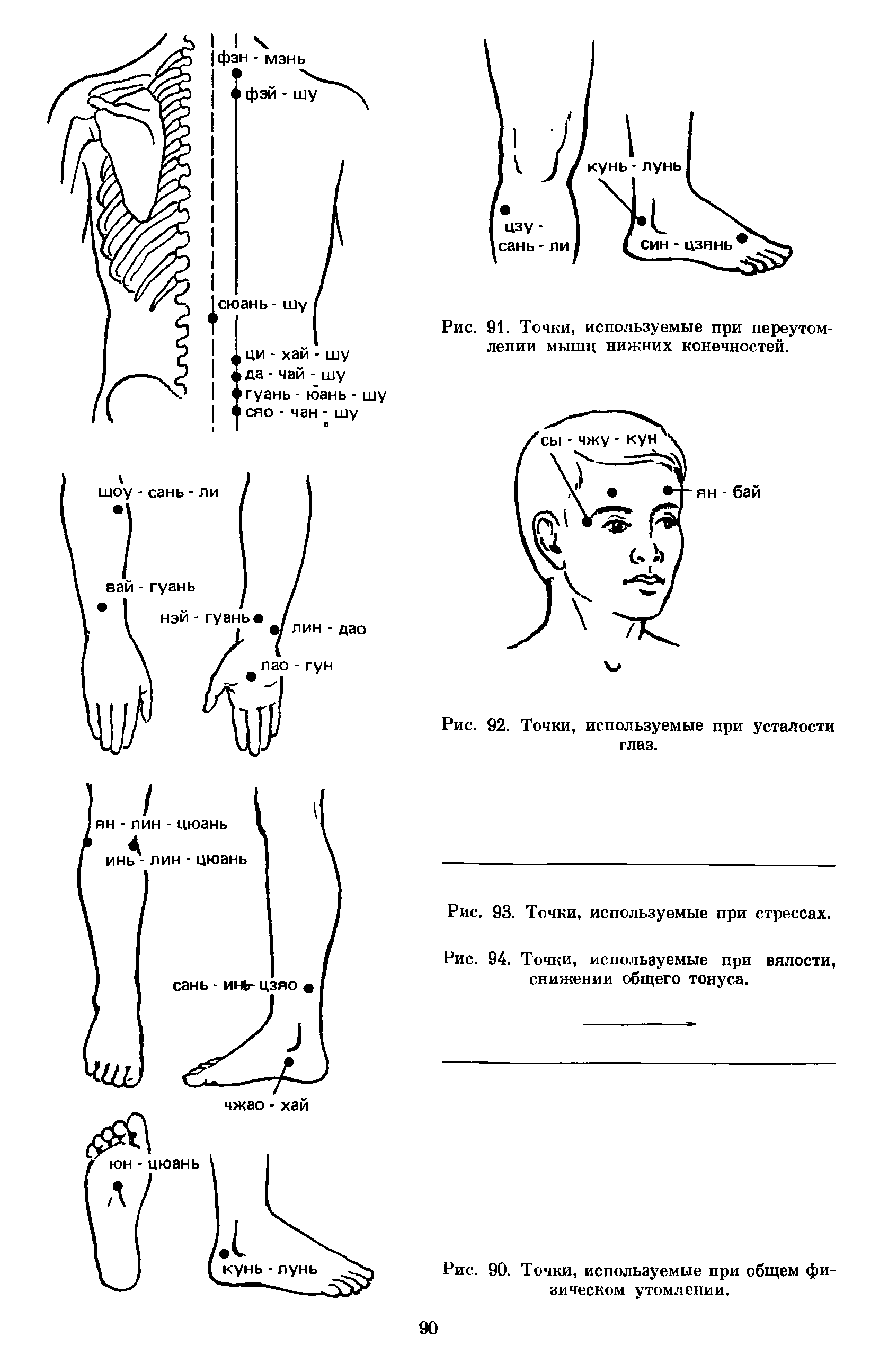 Рис. 94. Точки, используемые при вялости, снижении общего тонуса.