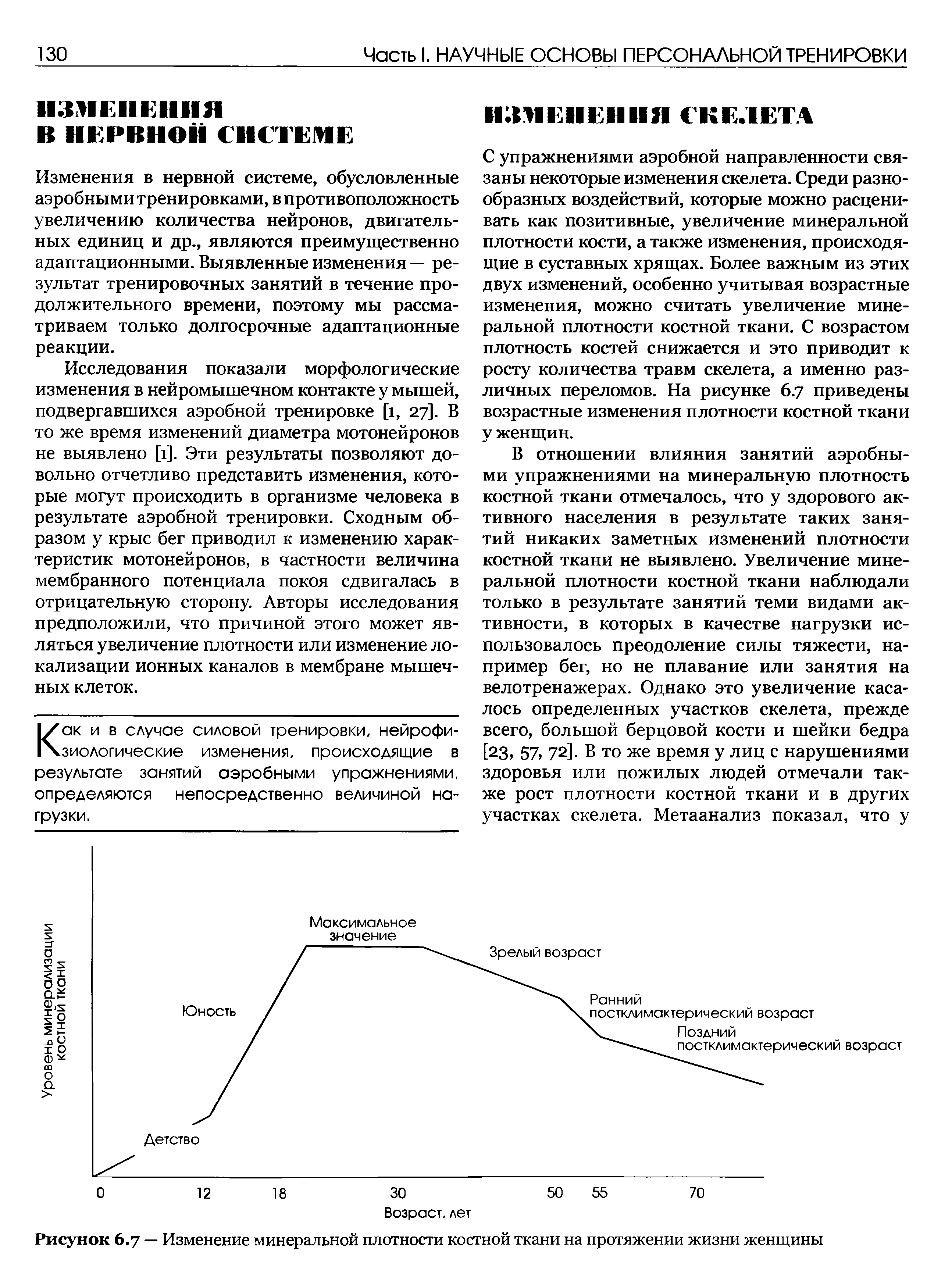 Рисунок 6.7 — Изменение минеральной плотности костной ткани на протяжении жизни женщины...