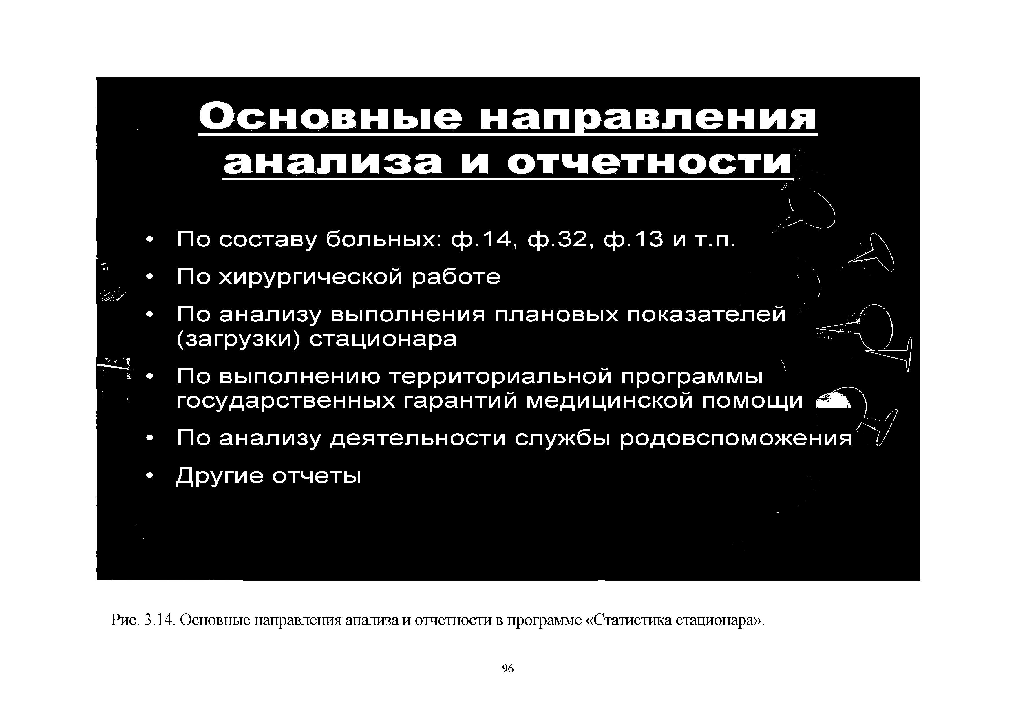 Рис. 3.14. Основные направления анализа и отчетности в программе Статистика стационара .