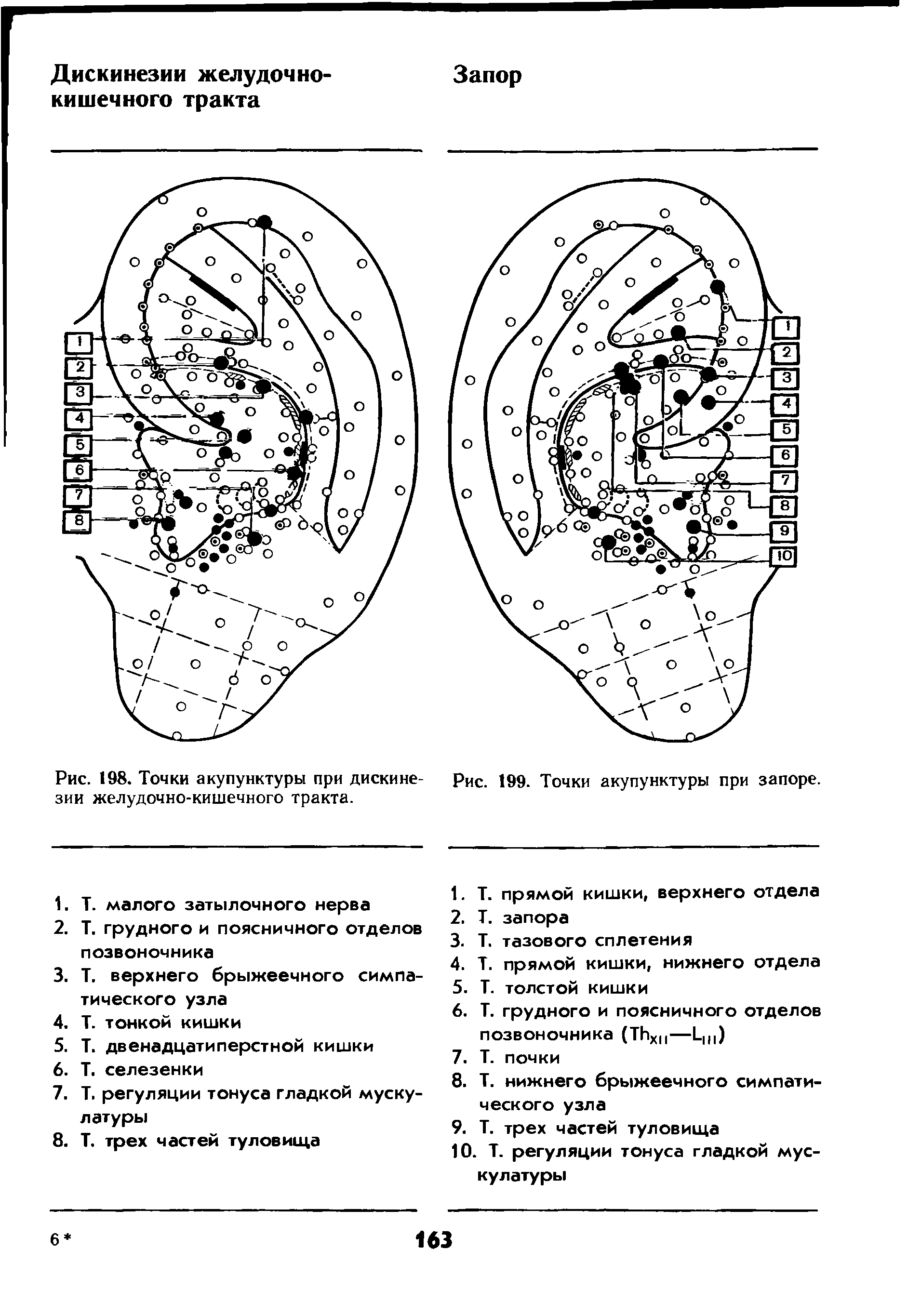 Рис. 198. Точки акупунктуры при дискинезии желудочно-кишечного тракта.