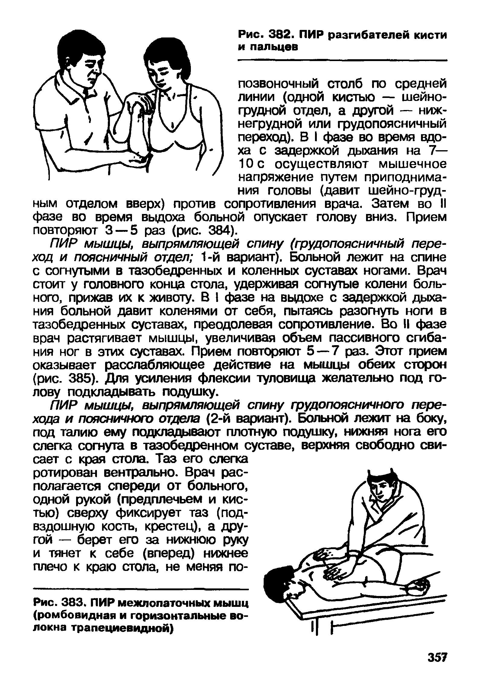 Рис. 383. ПИР межлопаточных мышц (ромбовидная и горизонтальные волокна трапециевидной)...