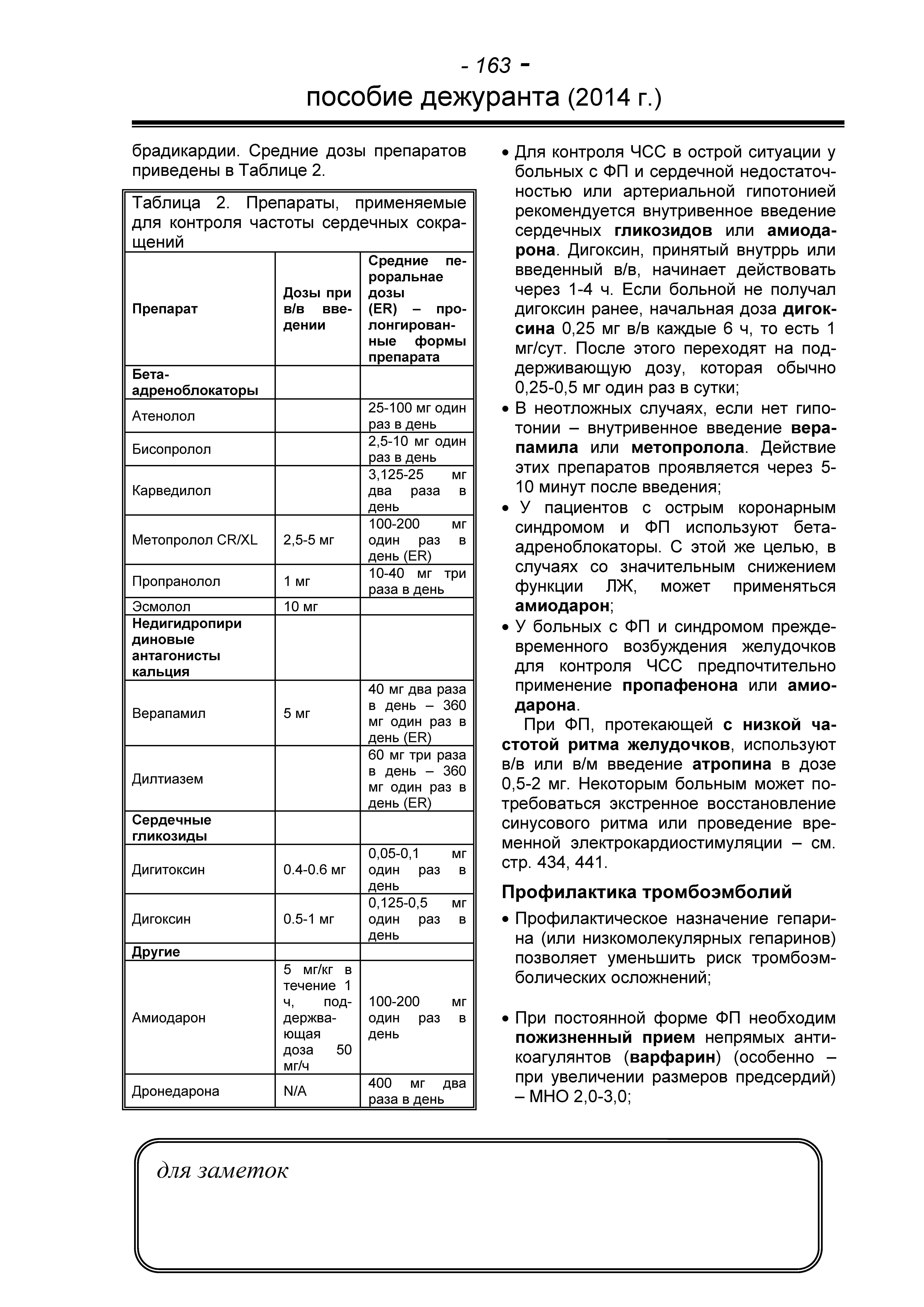 Таблица 2. Препараты, применяемые для контроля частоты сердечных сокращений ...