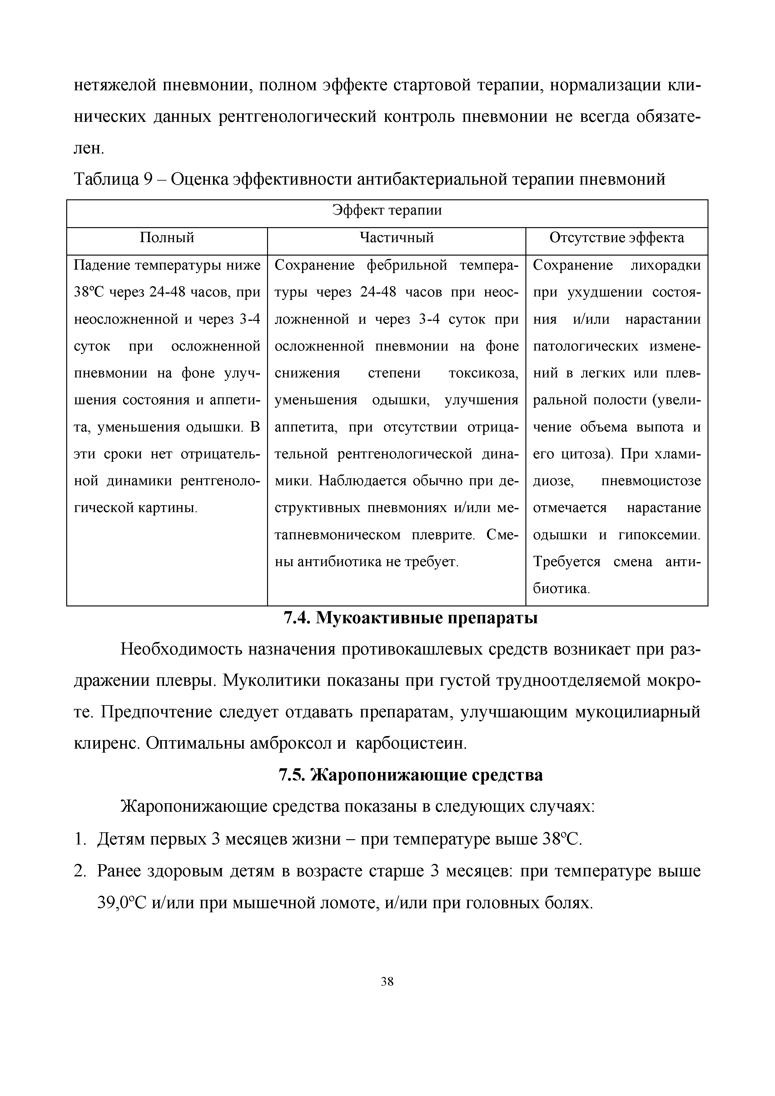 Таблица 9 - Оценка эффективности антибактериальной терапии пневмоний...