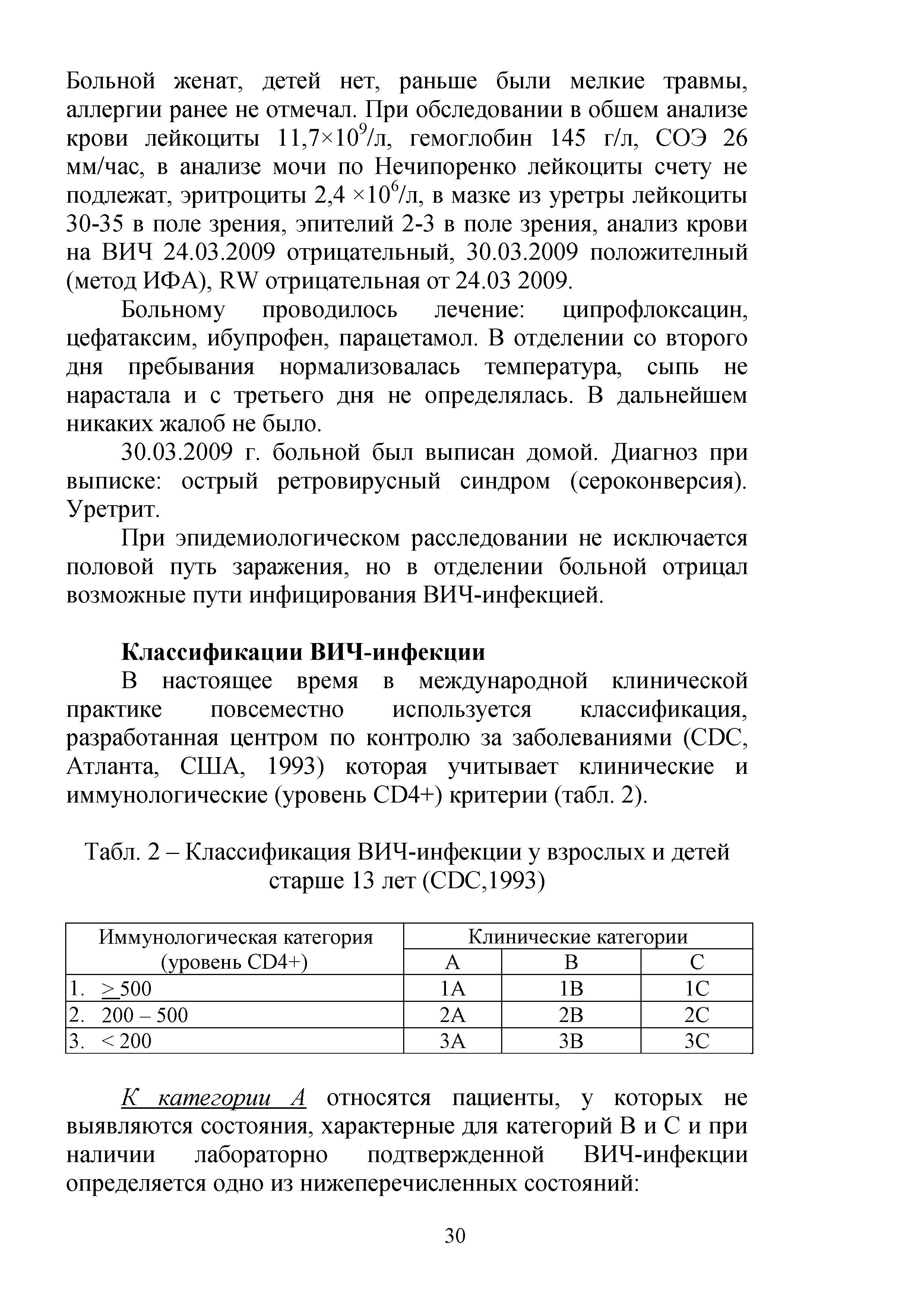 Табл. 2 - Классификация ВИЧ-инфекции у взрослых и детей старше 13 лет (СИС,1993)...