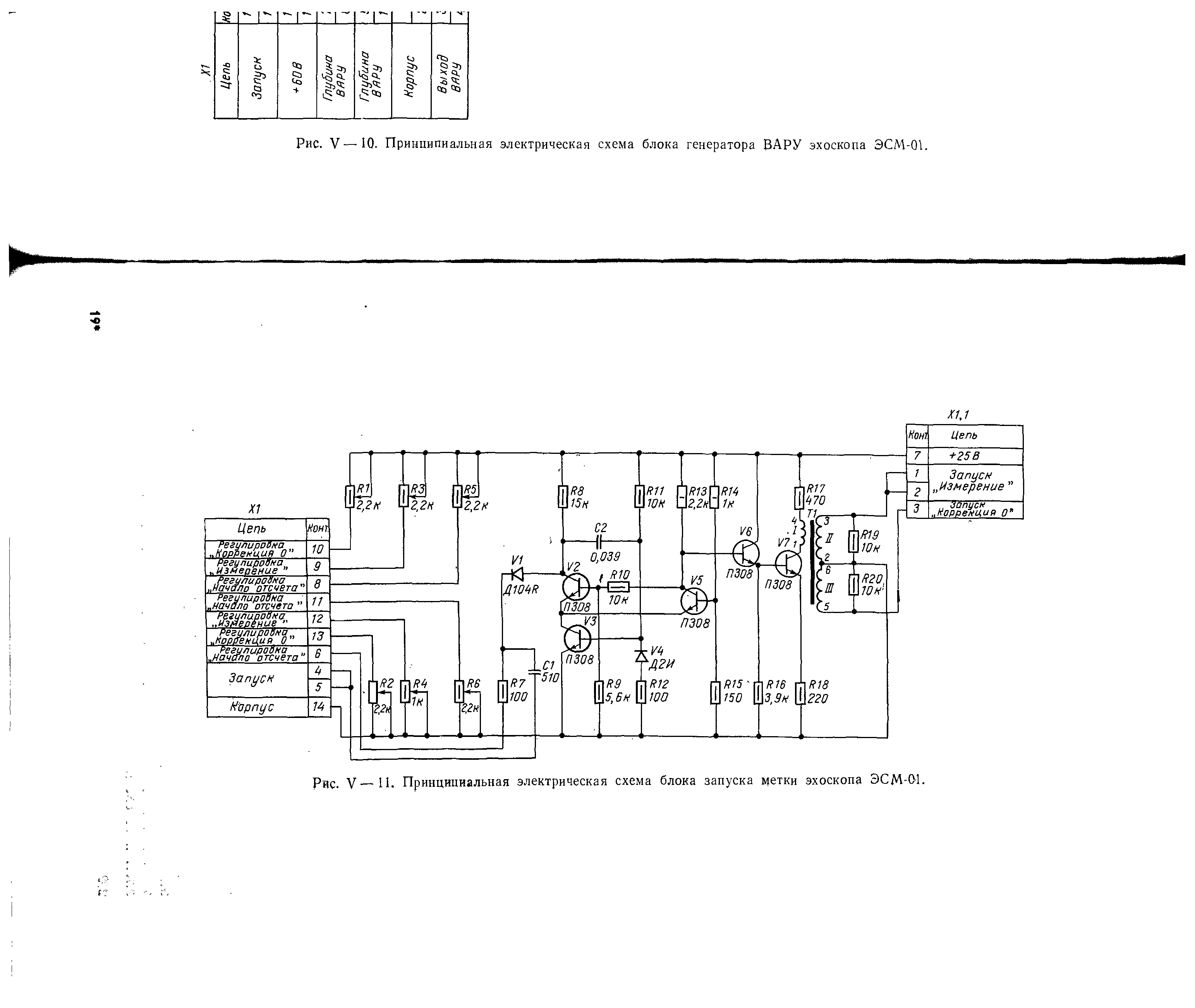 Рис. V—Ю. Принципиальная электрическая схема блока генератора ВАРУ эхоскоца ЭСМ-01.