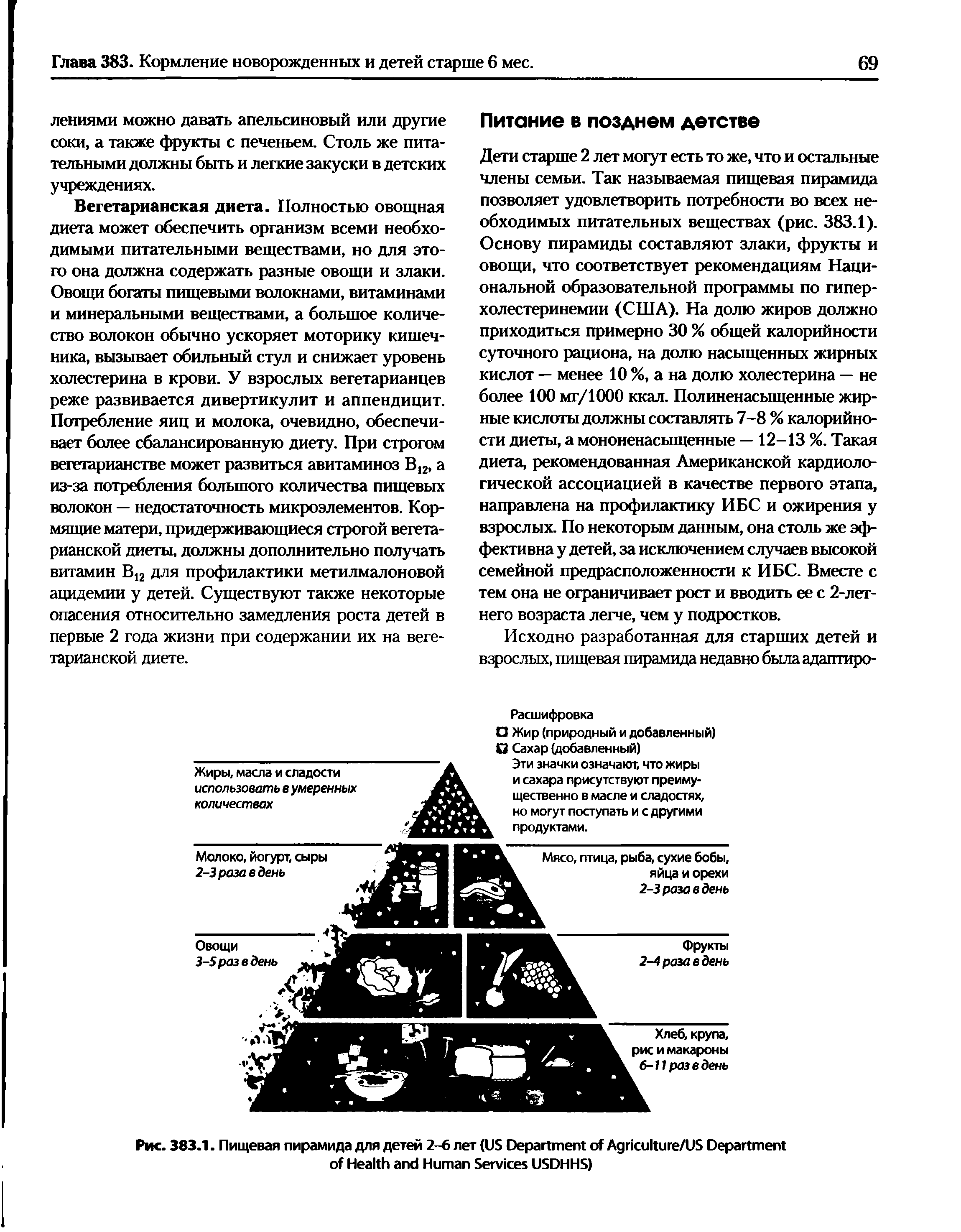 Рис. 383.1. Пищевая пирамида для детей 2-6 лет (US D A /US D H H S USDHHS)...