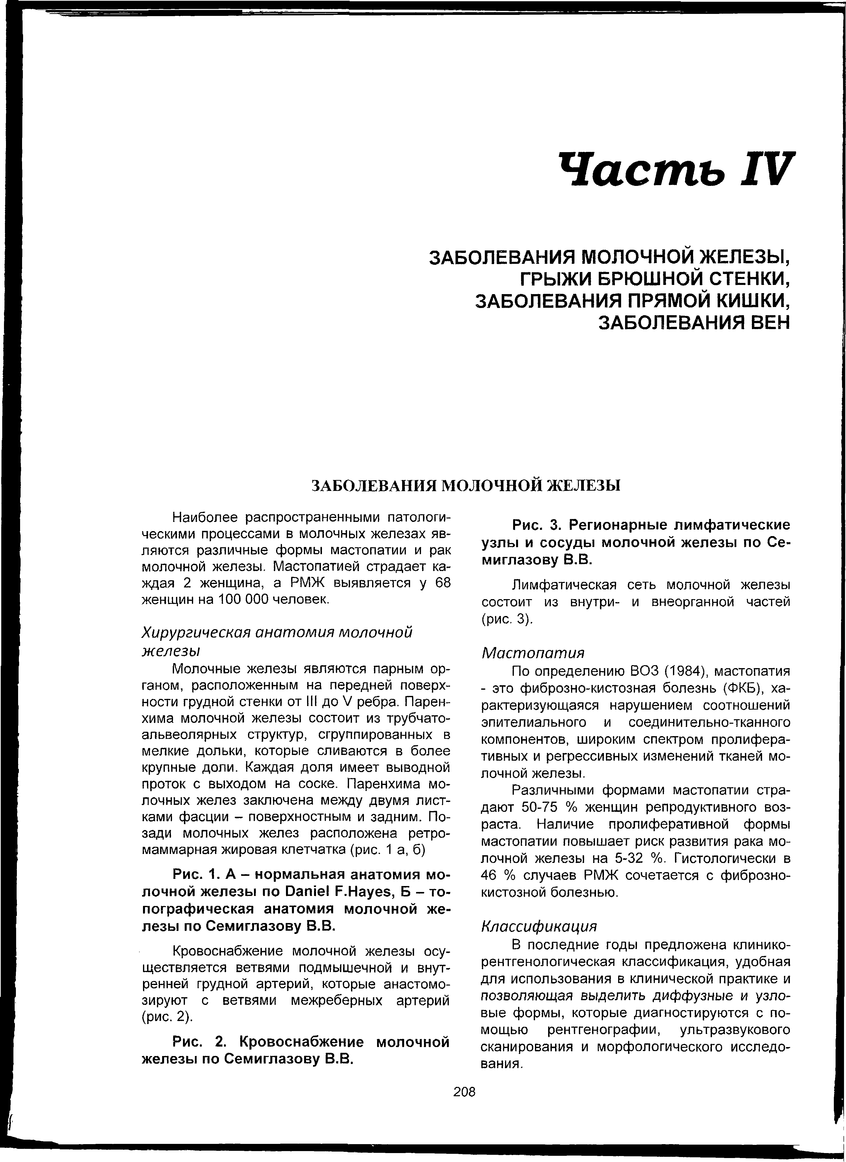 Рис. 1. А - нормальная анатомия молочной железы по D F.H , Б - топографическая анатомия молочной железы по Семиглазову В.В.