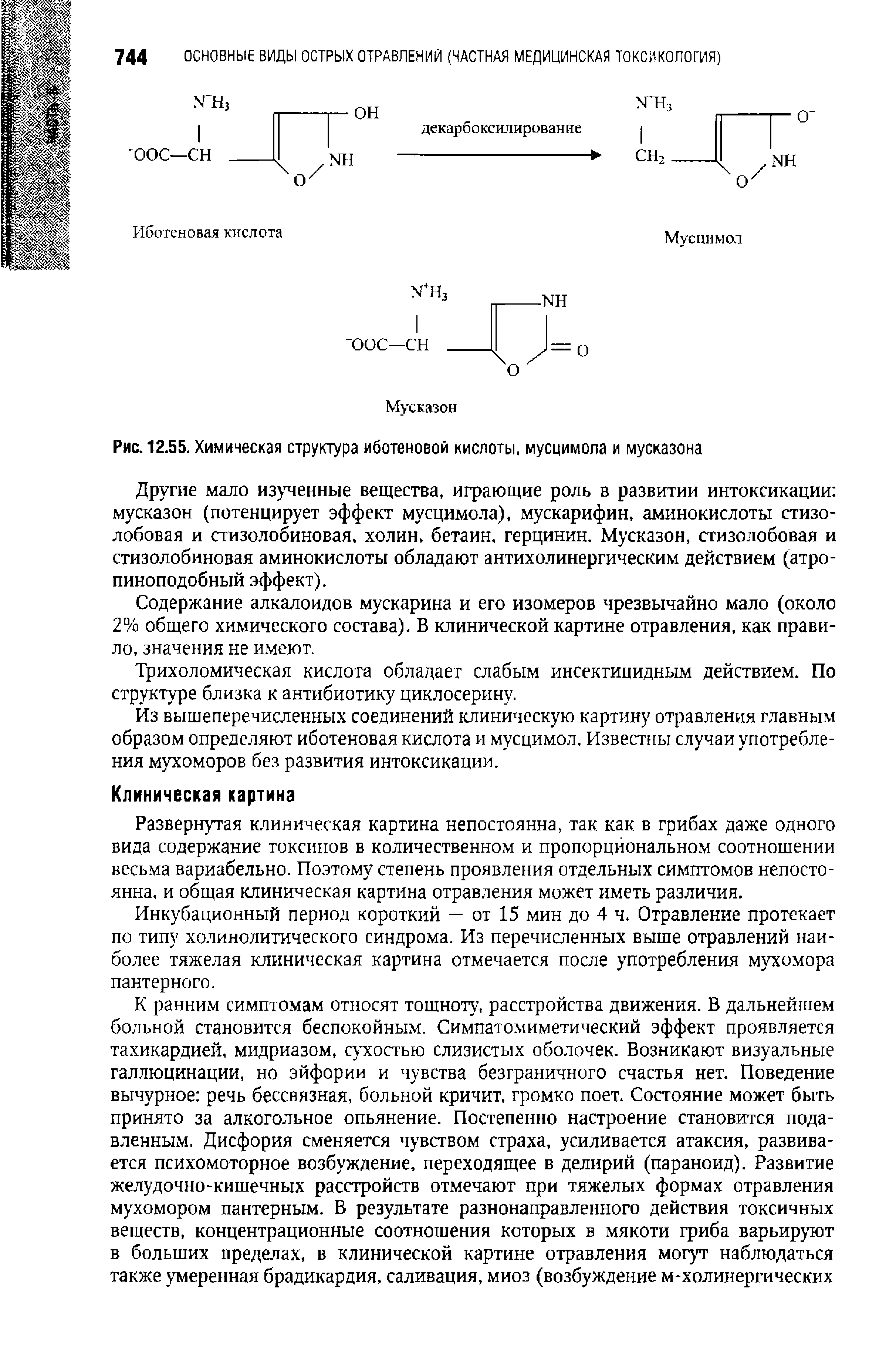 Рис. 12.55. Химическая структура иботеновой кислоты, мусцимола и мусказона...