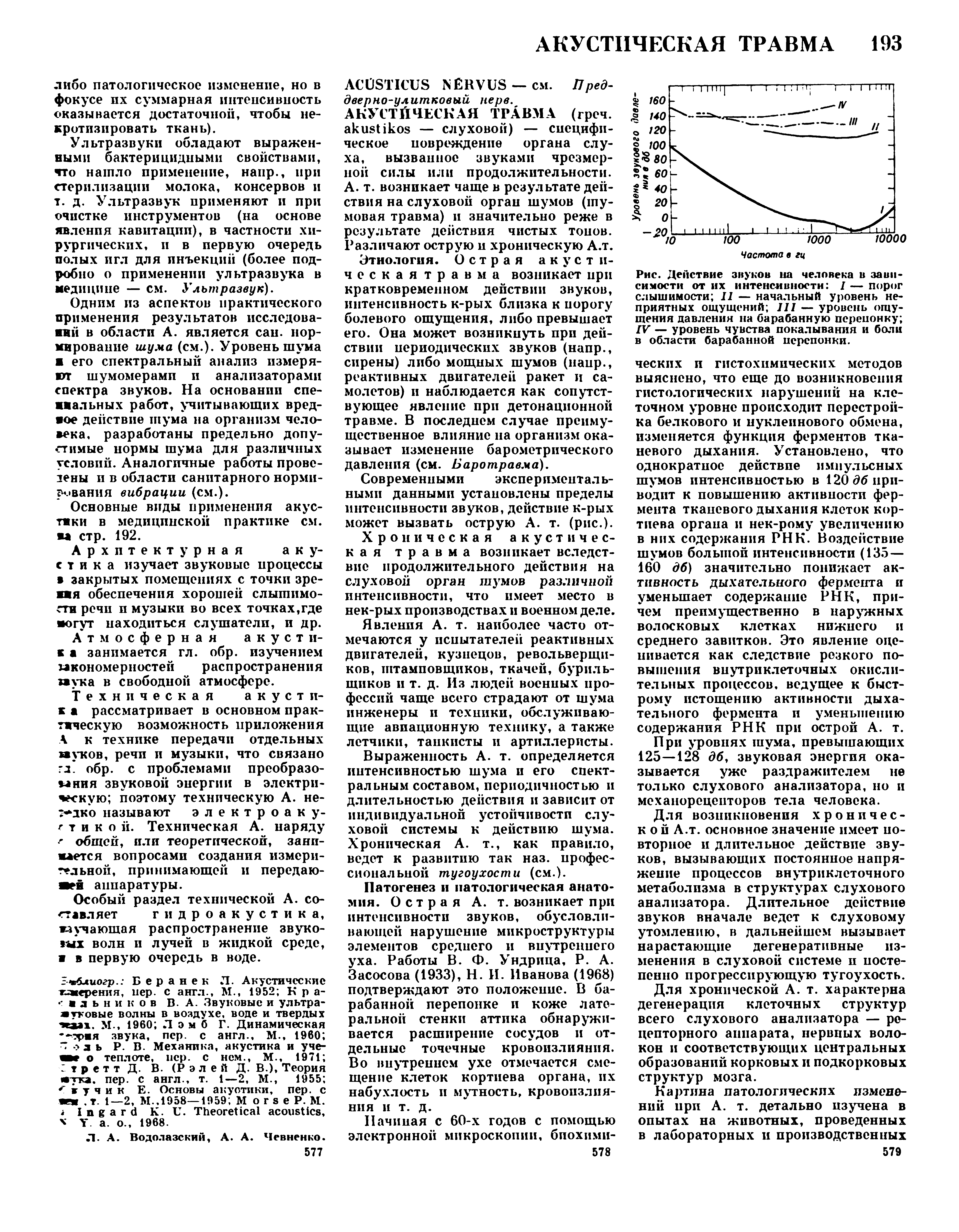 Рис. Действие звуков на человека в зависимости от их интенсивности I — порог слышимости 11 — начальный уровень неприятных ощущений 111 — уровень ощущения давления на барабанную перепонку ZV — уровень чувства покалывания и боли в области барабанной перепонки.