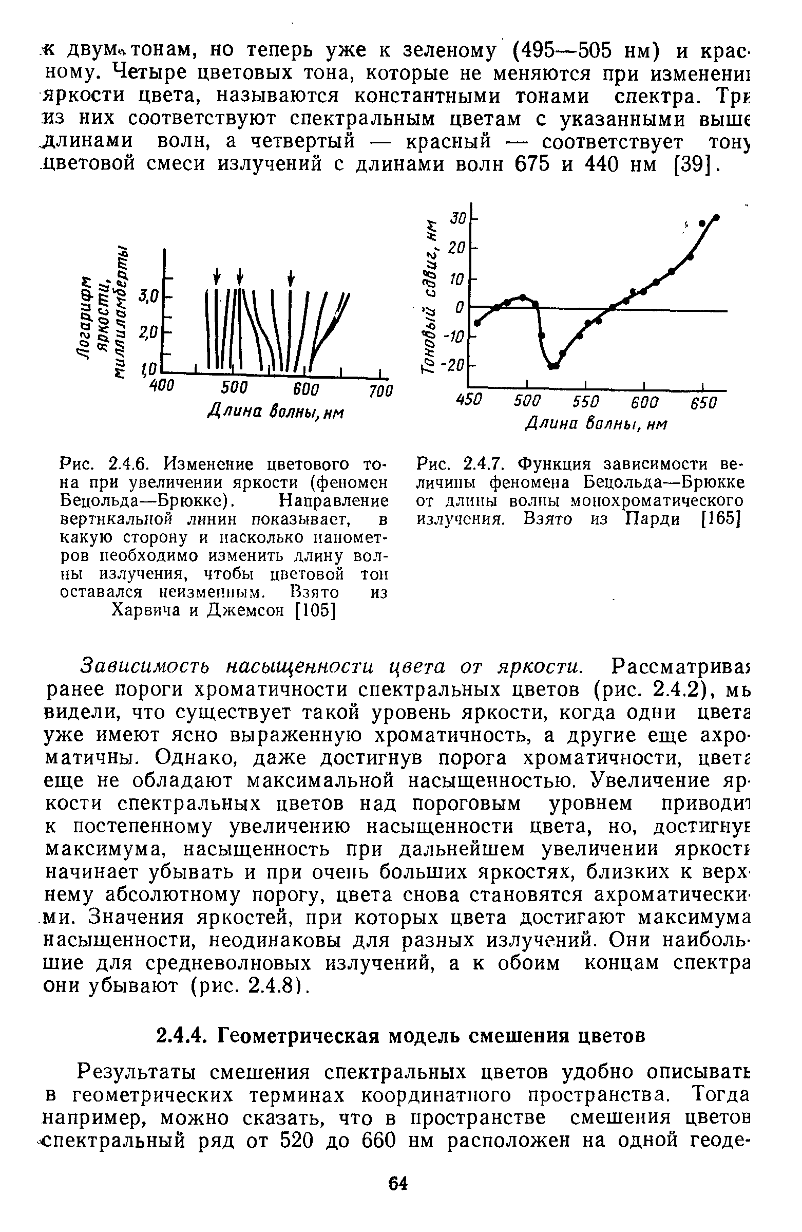 Рис. 2.4.6. Изменение цветового тона при увеличении яркости (феномен Бецольда—Брюкке). Направление...