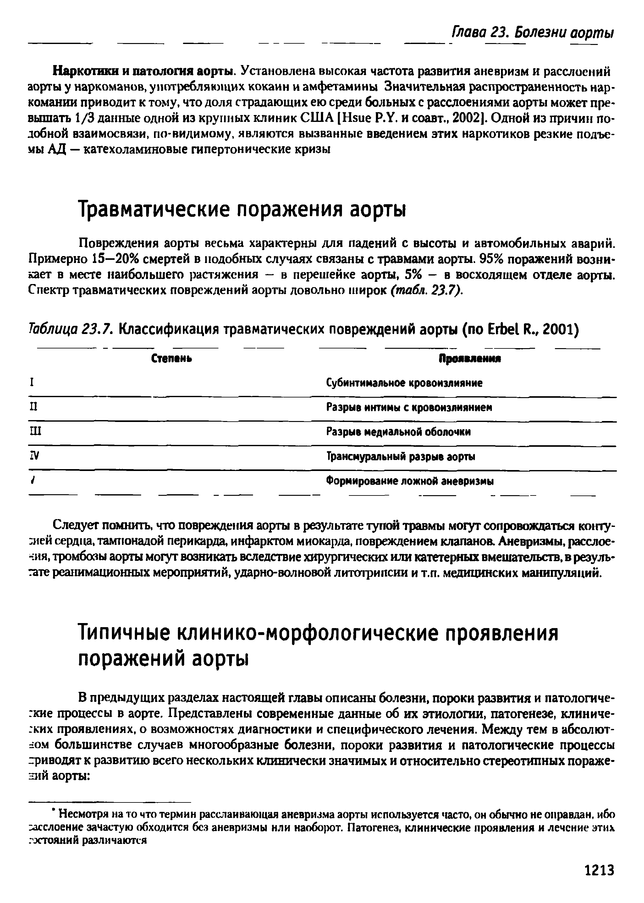 Таблица 23.7. Классификация травматических повреждений аорты (по E R., 2001) ...