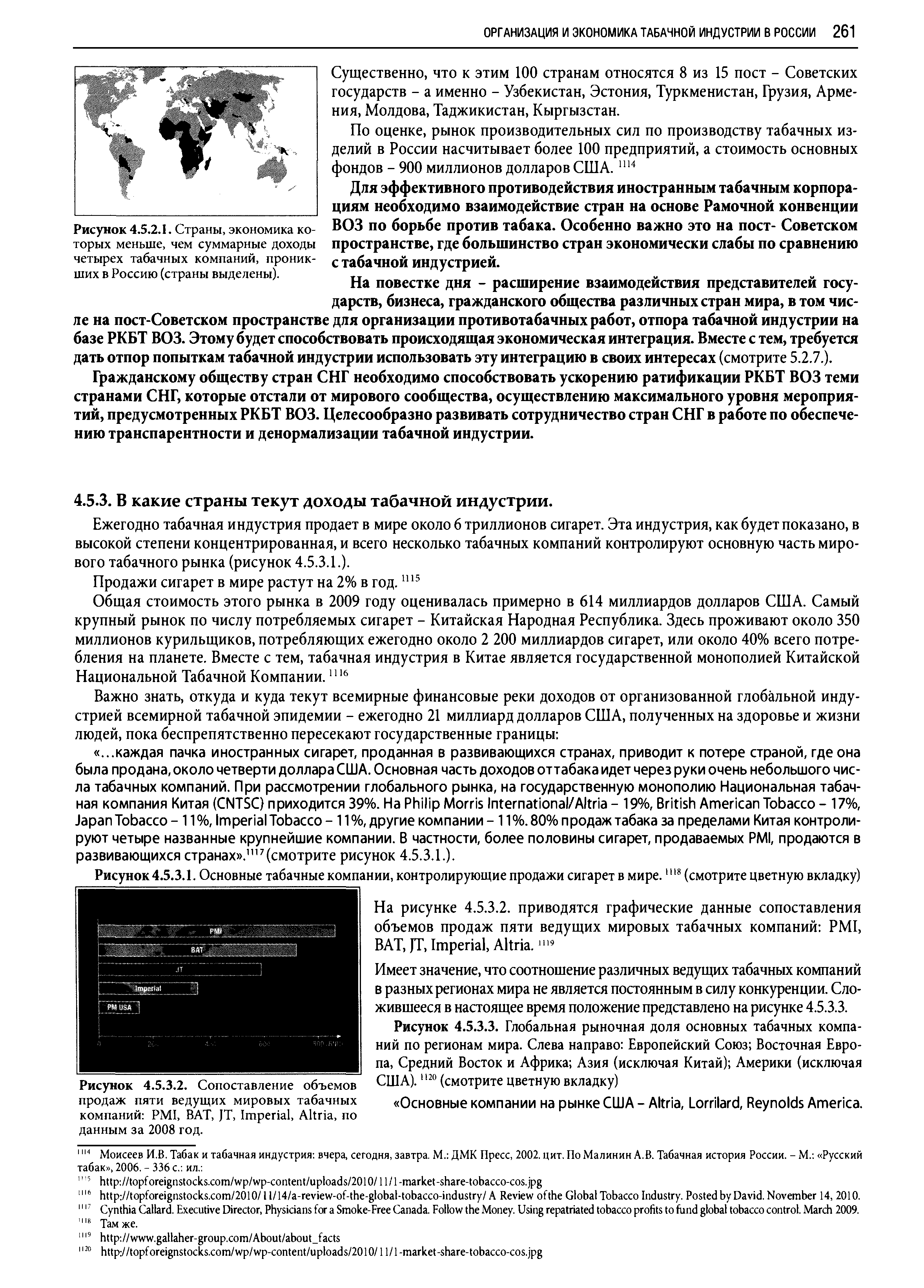 Рисунок 4.5.3.2. Сопоставление объемов продаж пяти ведущих мировых табачных компаний PMI, ВАТ, JT, I , A , по данным за 2008 год.