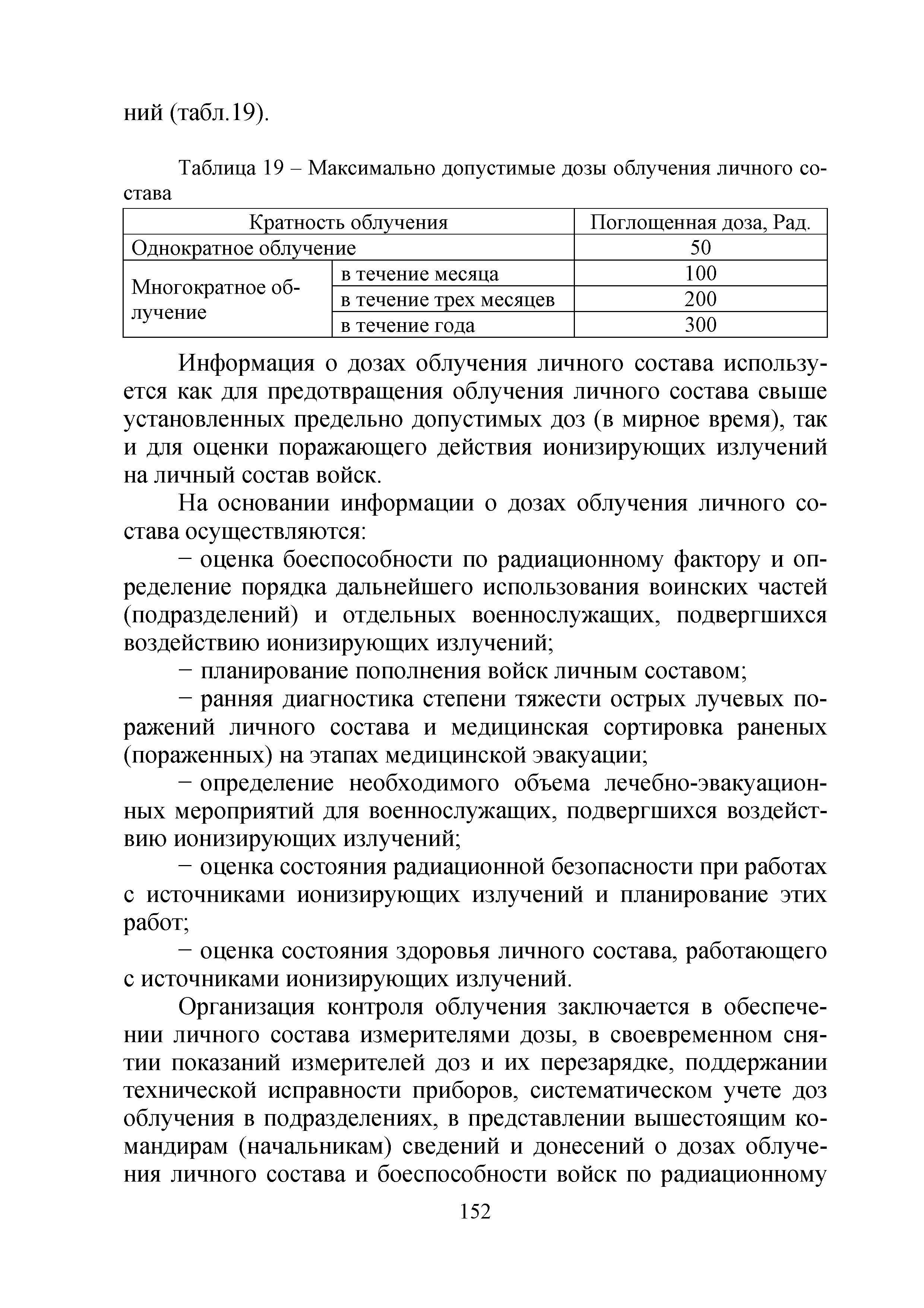 Таблица 19 - Максимально допустимые дозы облучения личного со-...