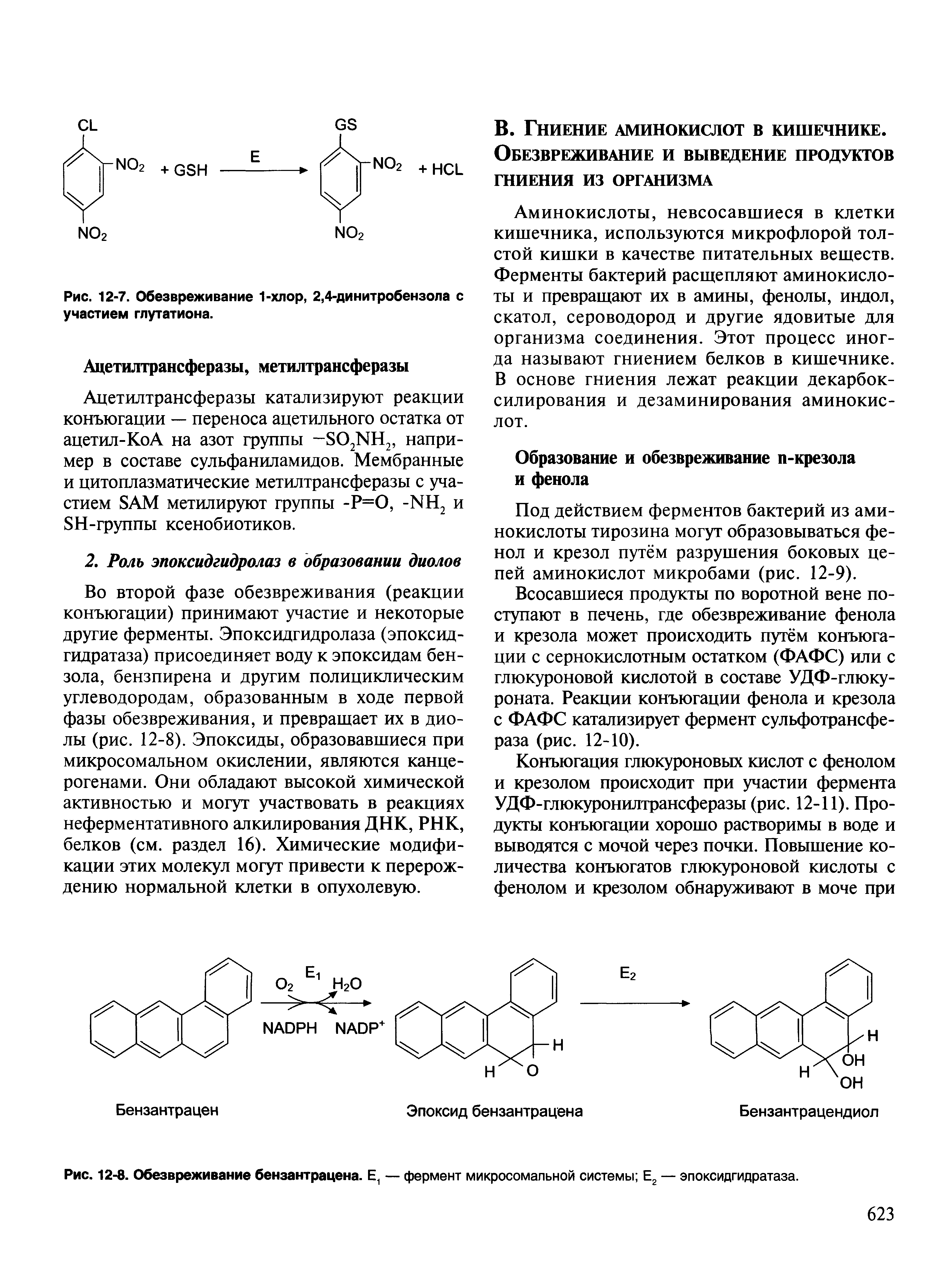 Рис. 12-8. Обезвреживание бензантрацена. Е1 — фермент микросомальной системы Е2 — эпоксидгидратаза.