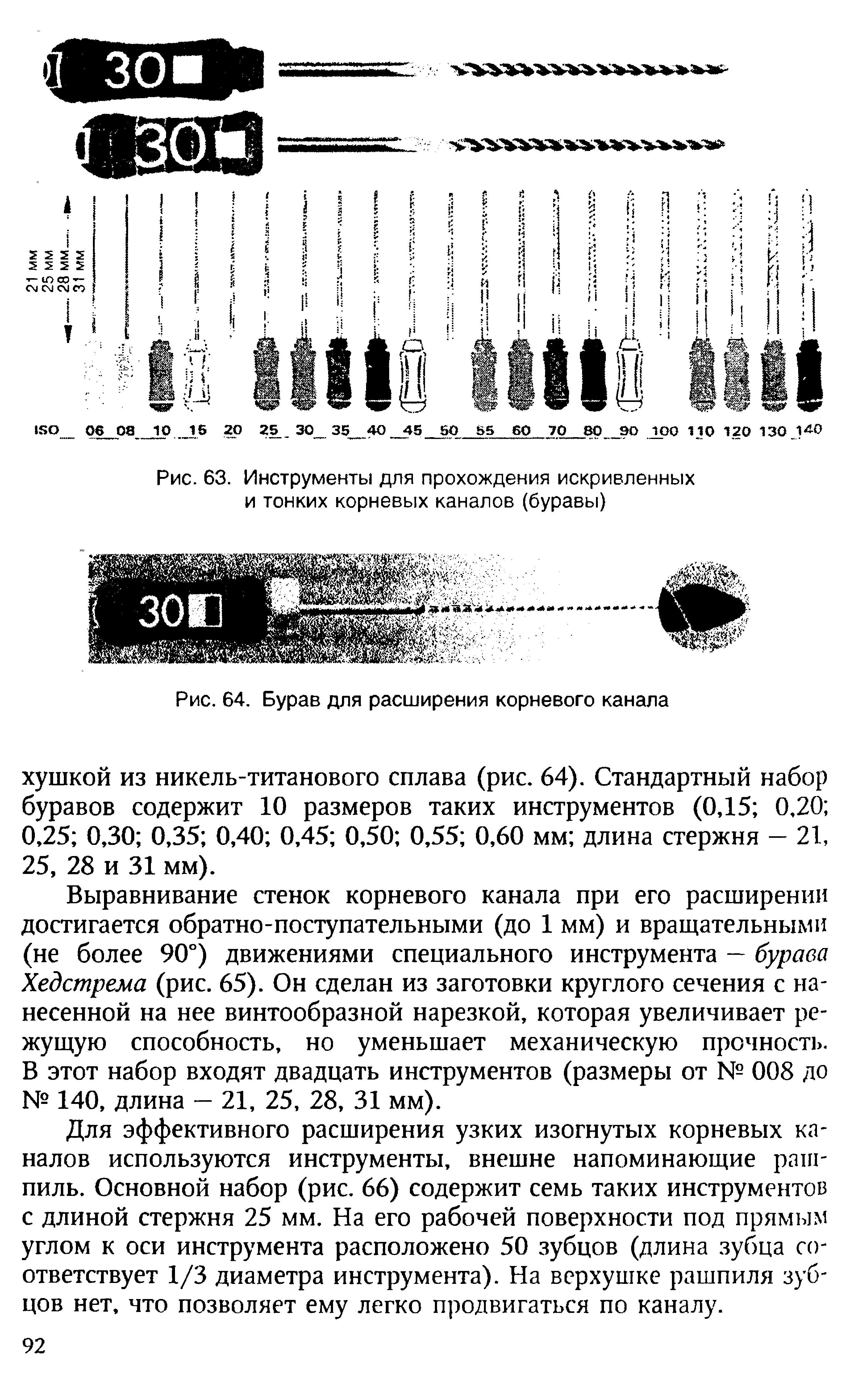 Рис. 63. Инструменты для прохождения искривленных и тонких корневых каналов (буравы)...