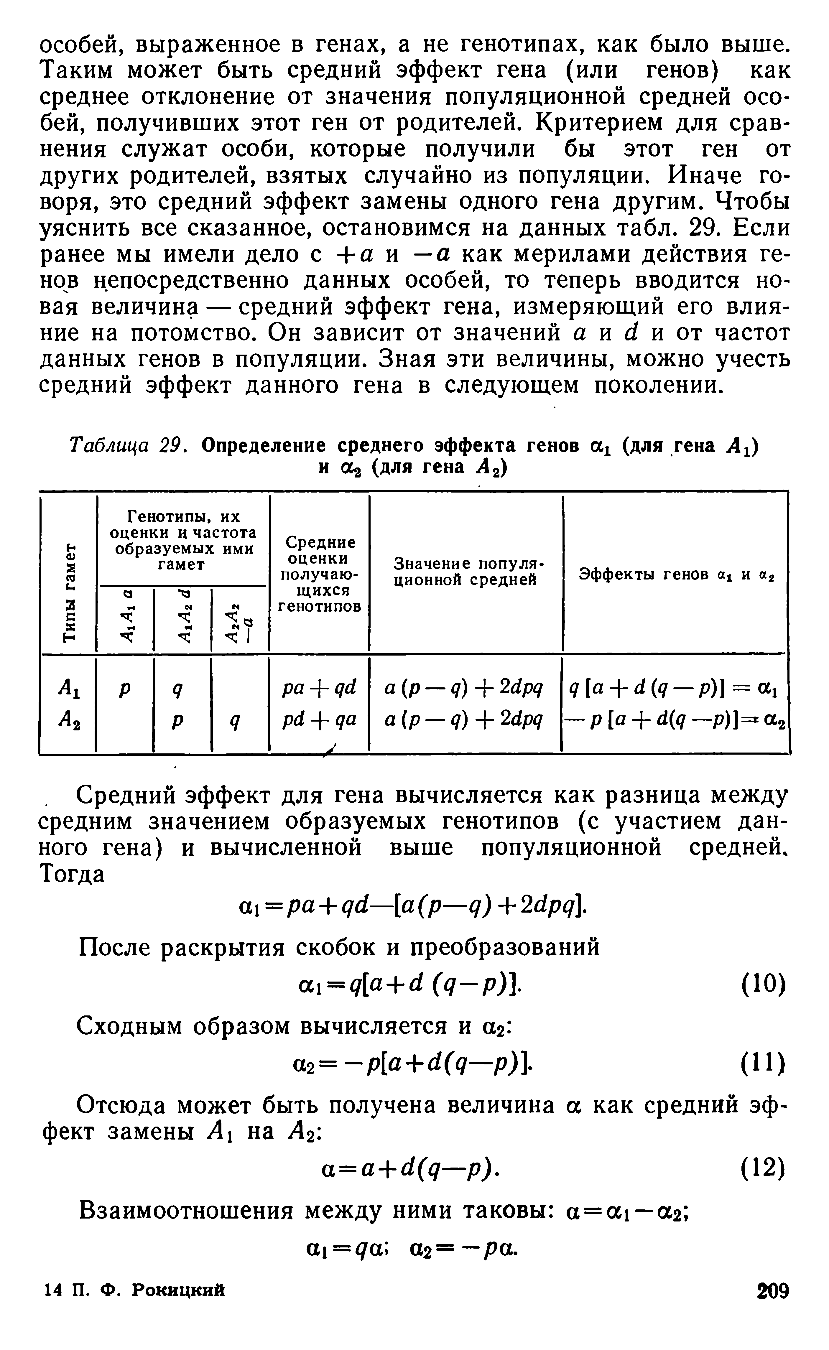 Таблица 29. Определение среднего эффекта генов ах (для гена 4 и 0 2 (для гена 42)...