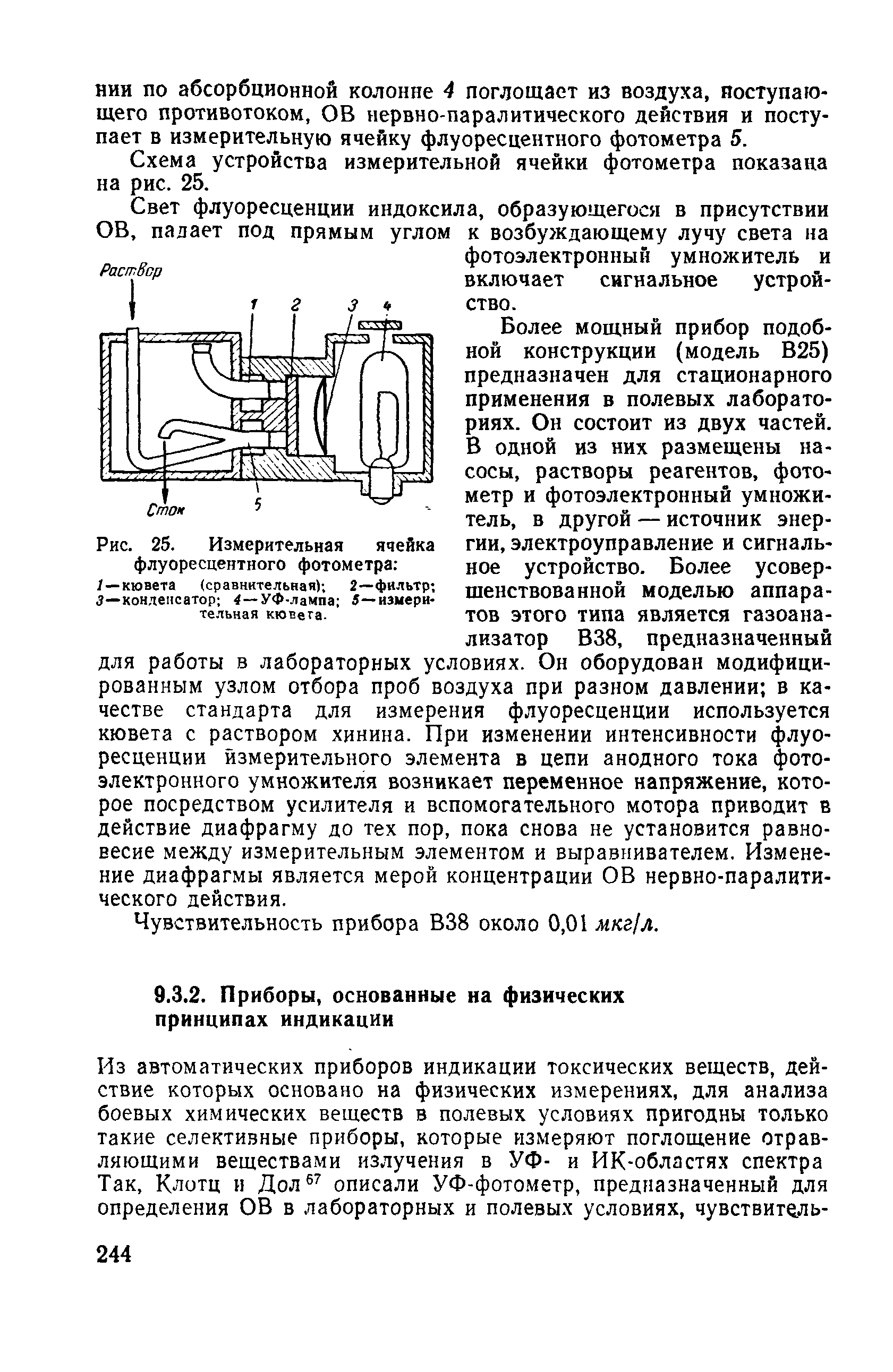 Рис. 25. Измерительная ячейка флуоресцентного фотометра / — кювета (сравнительная) 2—фильтр 3—конденсатор 4—УФ-лампа 5—измерительная кювета.