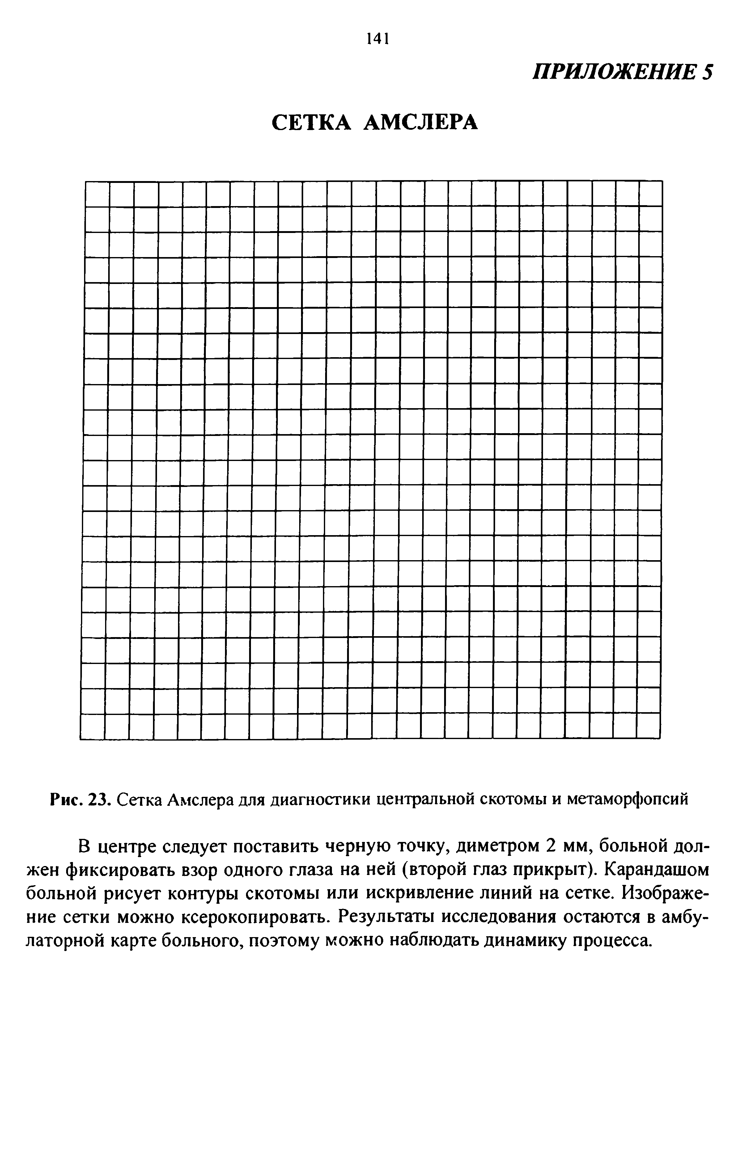 Рис. 23. Сетка Амслера для диагностики центральной скотомы и метаморфопсий...