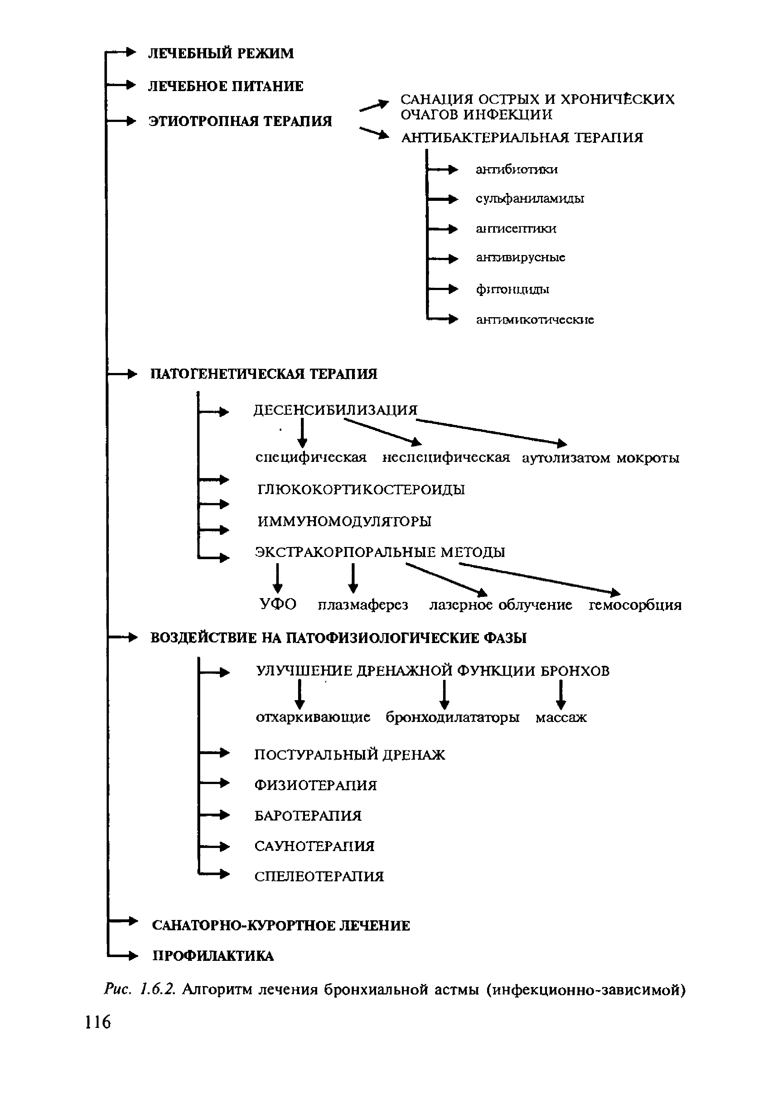 Рис. 1.6.2. Алгоритм лечения бронхиальной астмы (инфекционно-зависимой)...