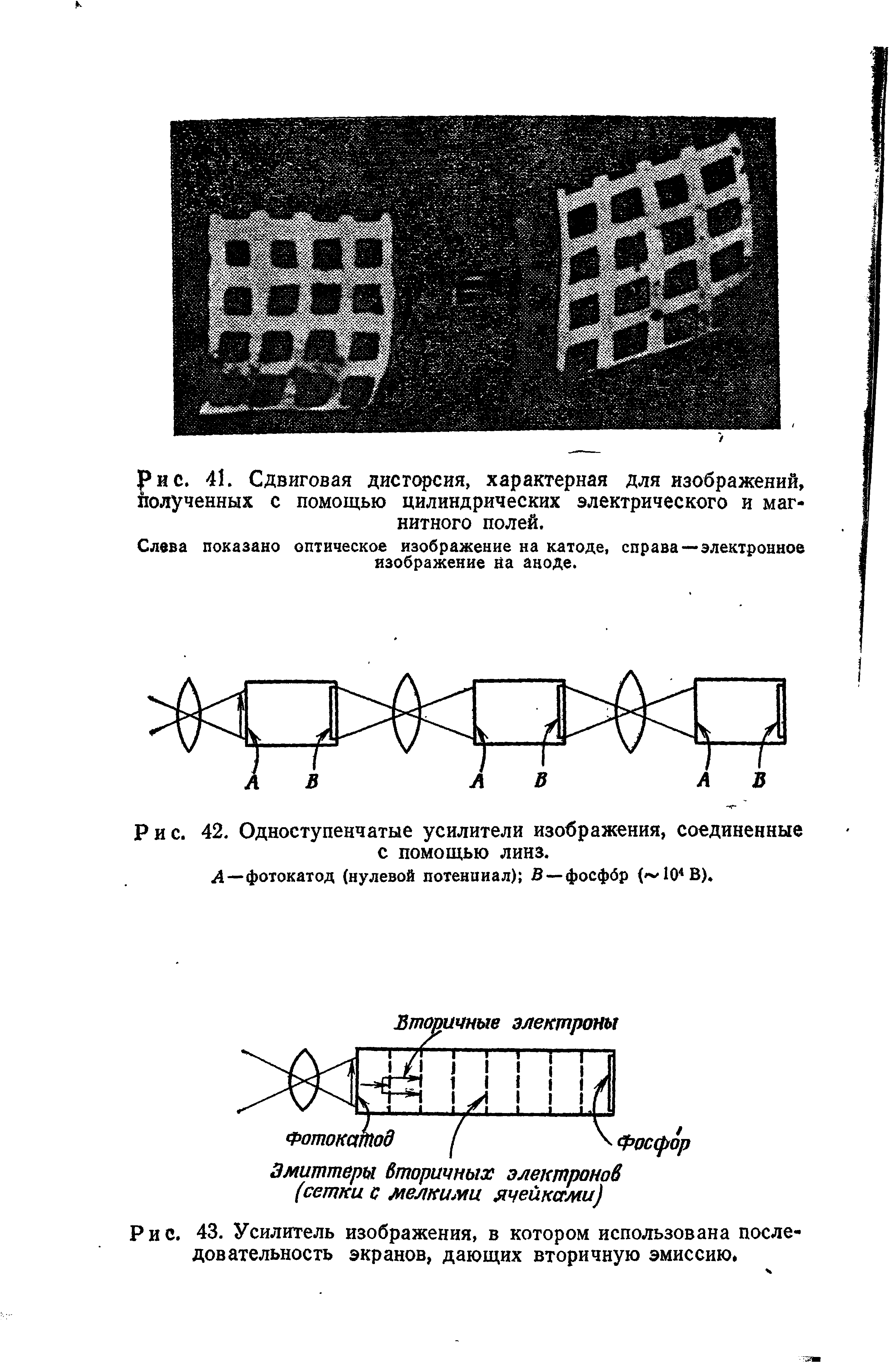 Рис. 42. Одноступенчатые усилители изображения, соединенные с помощью линз.