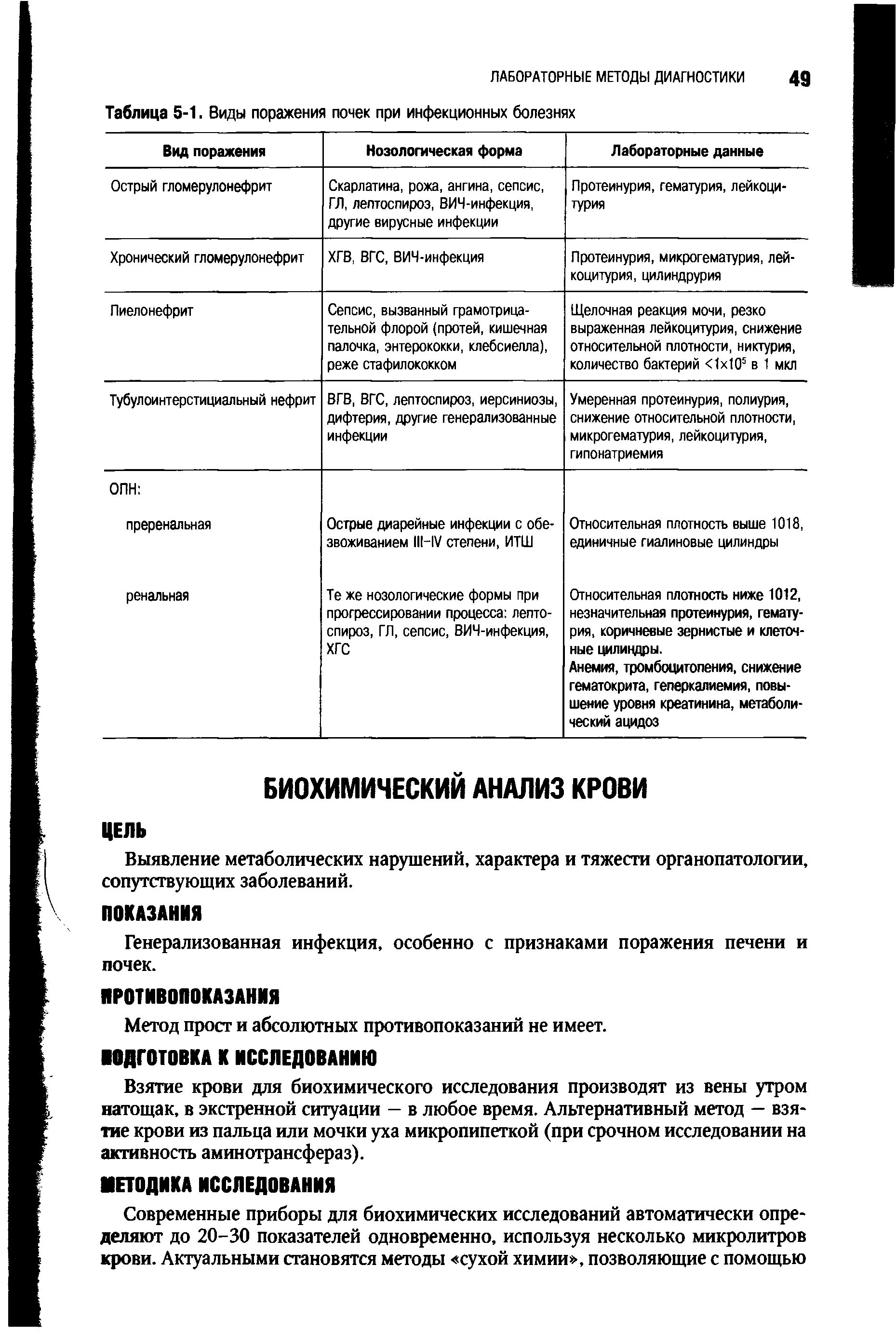 Таблица 5-1. Виды поражения почек при инфекционных болезнях...