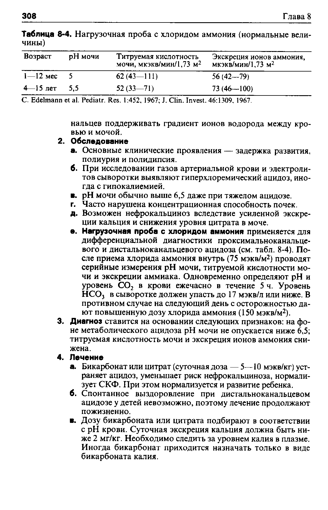 Таблица 8-4. Нагрузочная проба с хлоридом аммония (нормальные величины) ...