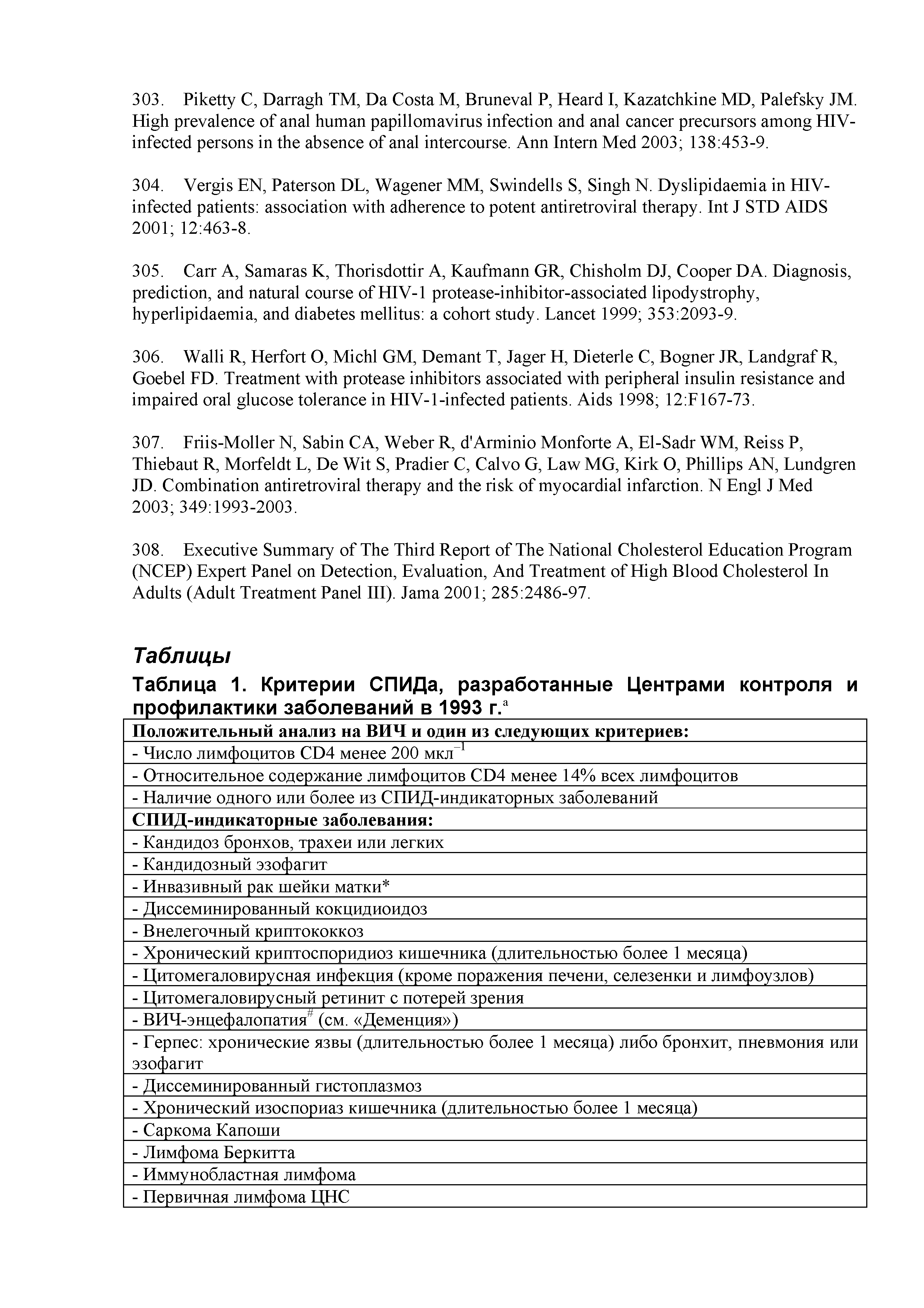 Таблица 1. Критерии СПИДа, разработанные Центрами контроля и профилактики заболеваний в 1993 г.а...