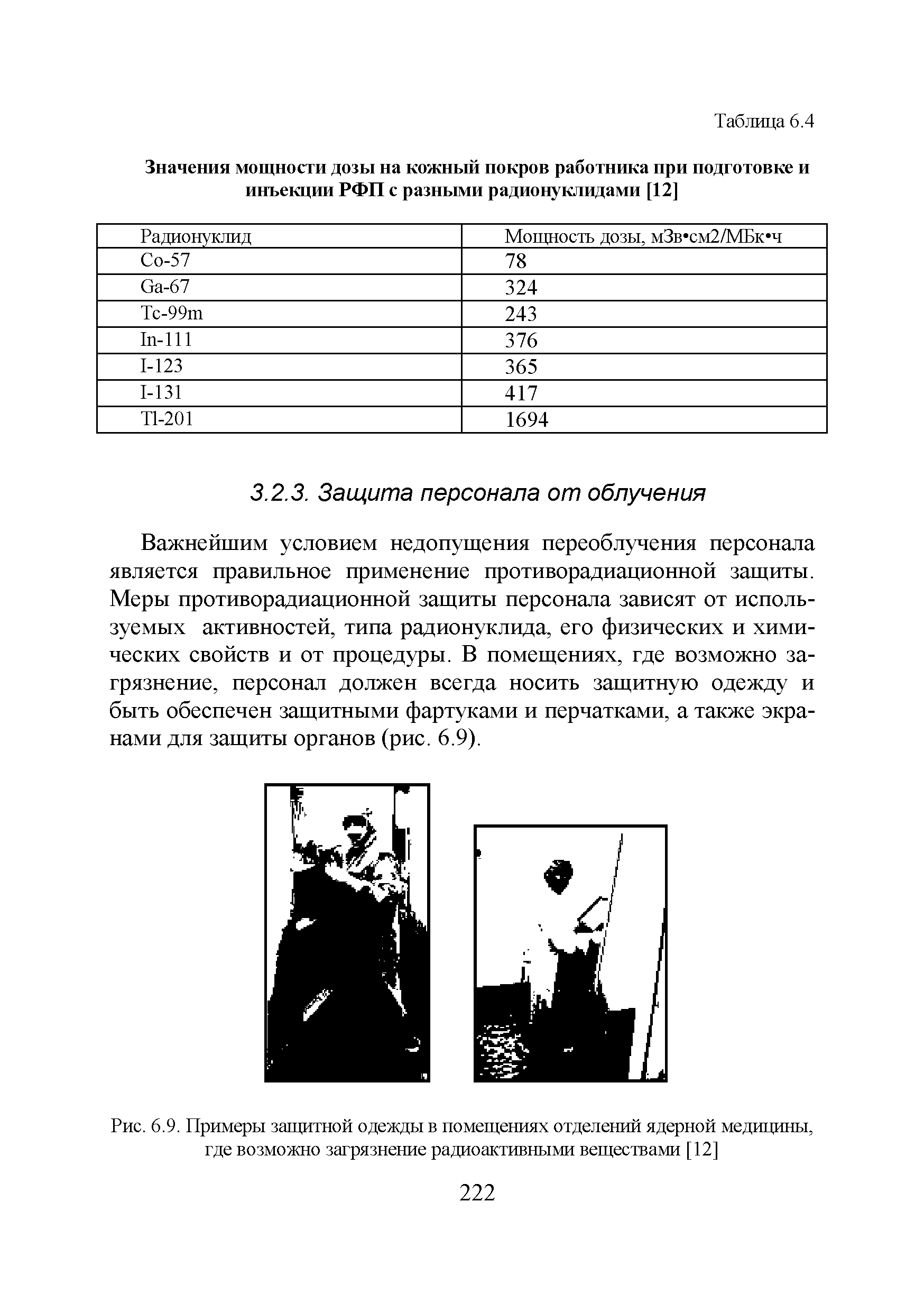 Рис. 6.9. Примеры защитной одежды в помещениях отделений ядерной медицины, где возможно загрязнение радиоактивными веществами [12]...
