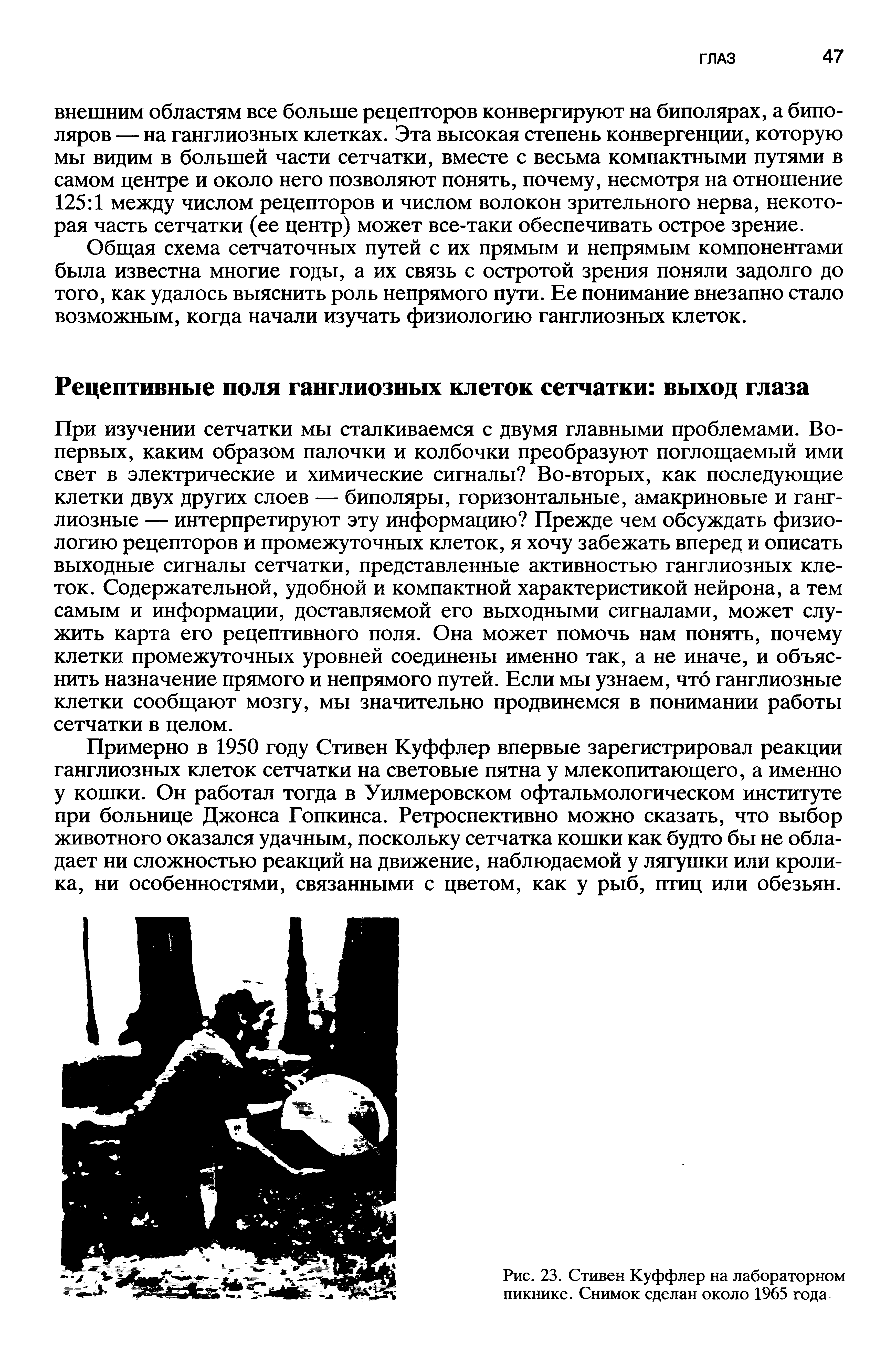 Рис. 23. Стивен Куффлер на лабораторном пикнике. Снимок сделан около 1965 года...