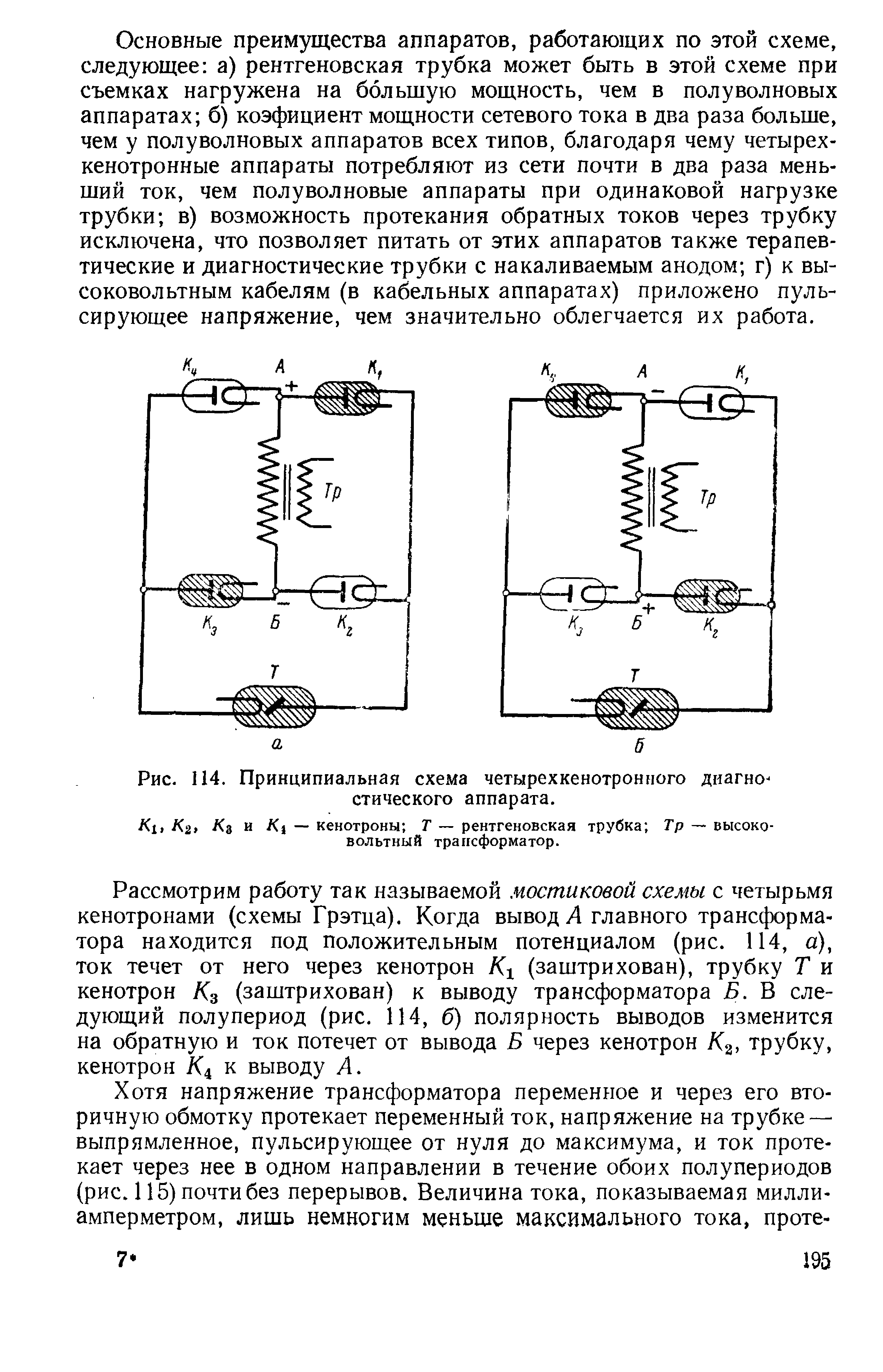 Рис. 114. Принципиальная схема четырехкенотронного диагноз стического аппарата.