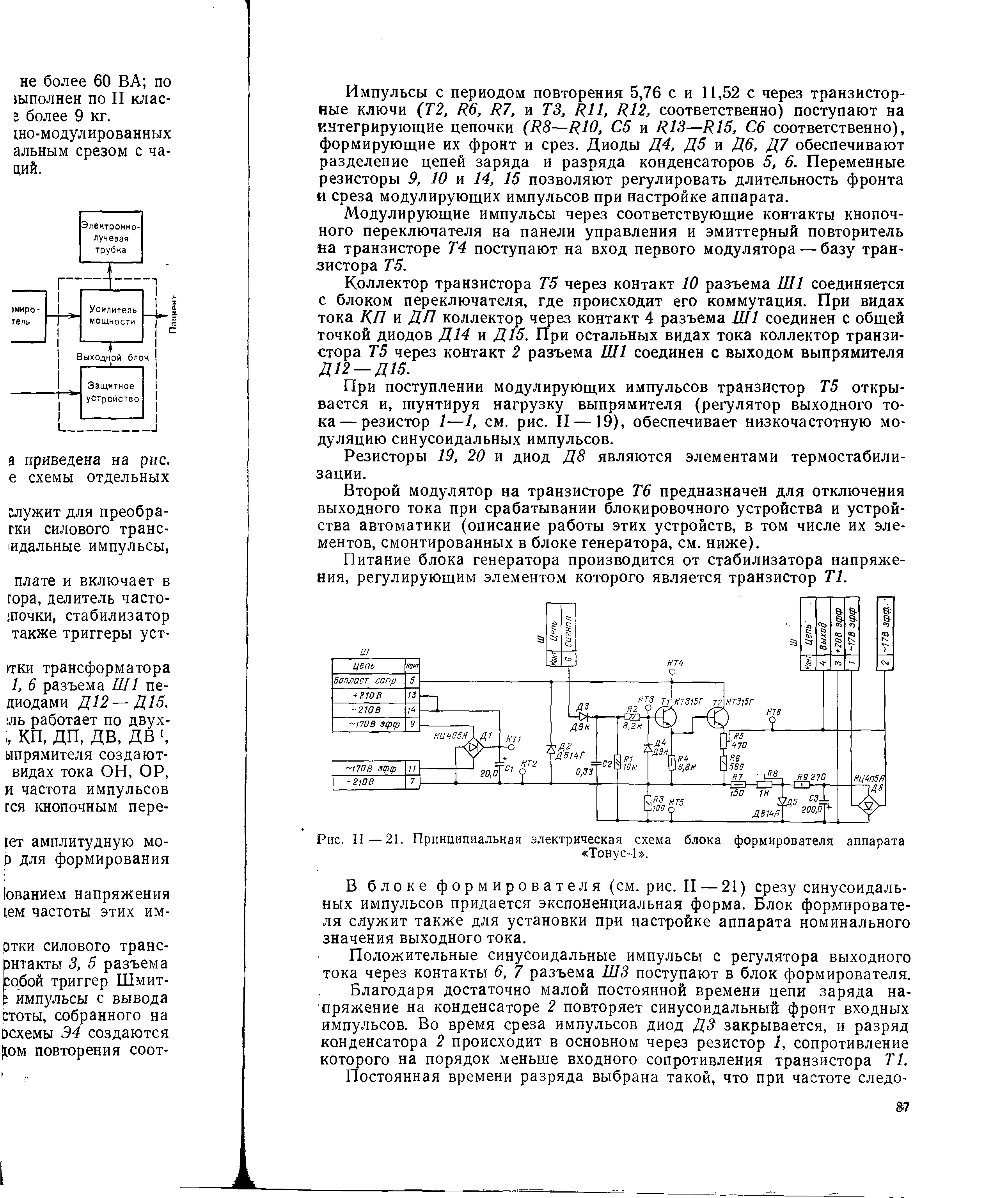 Рис. II — 21. Принципиальная электрическая схема блока формирователя аппарата Тонус-1 .