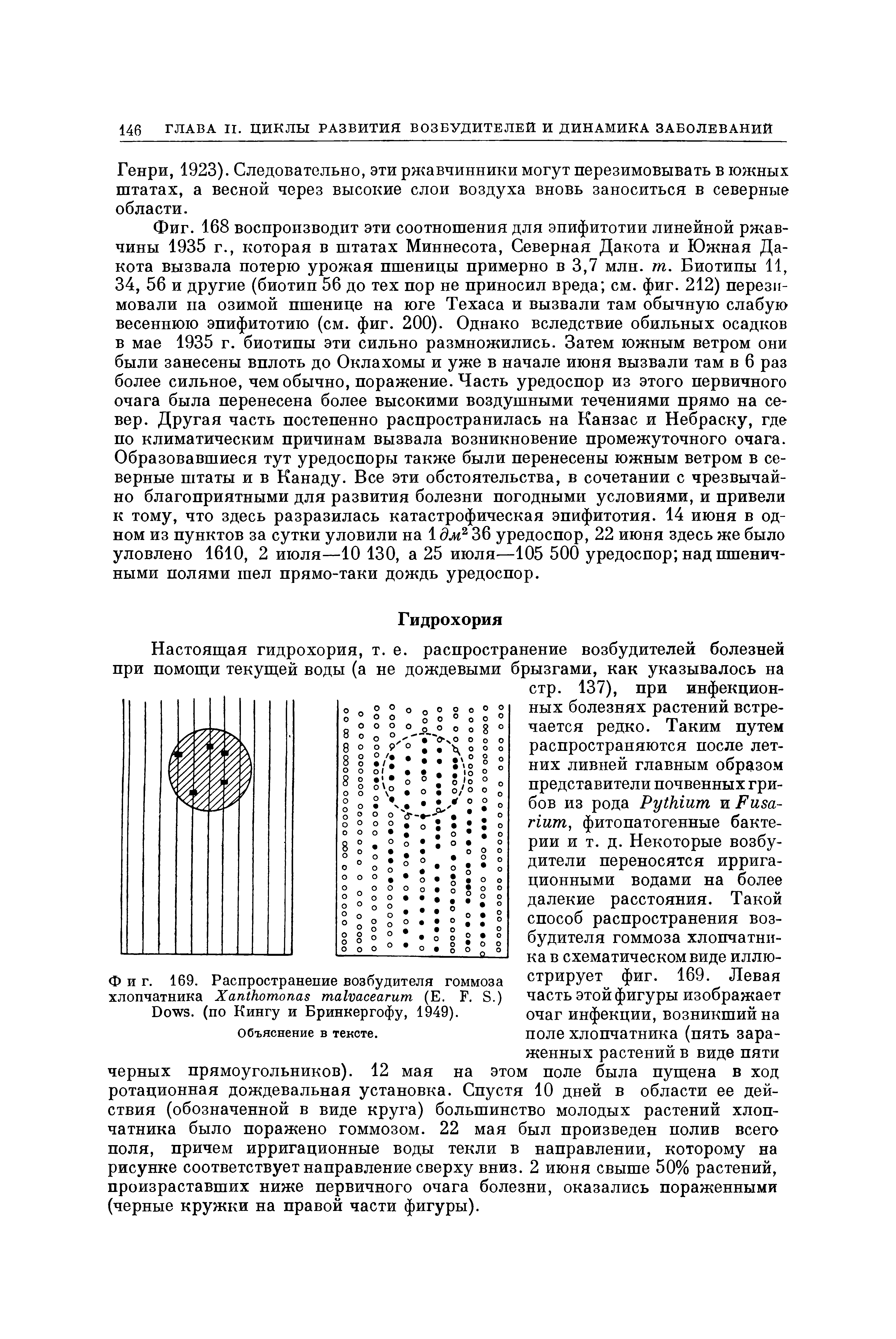 Фиг. 169. Распространение возбудителя гоммоза хлопчатника X (Е. F.