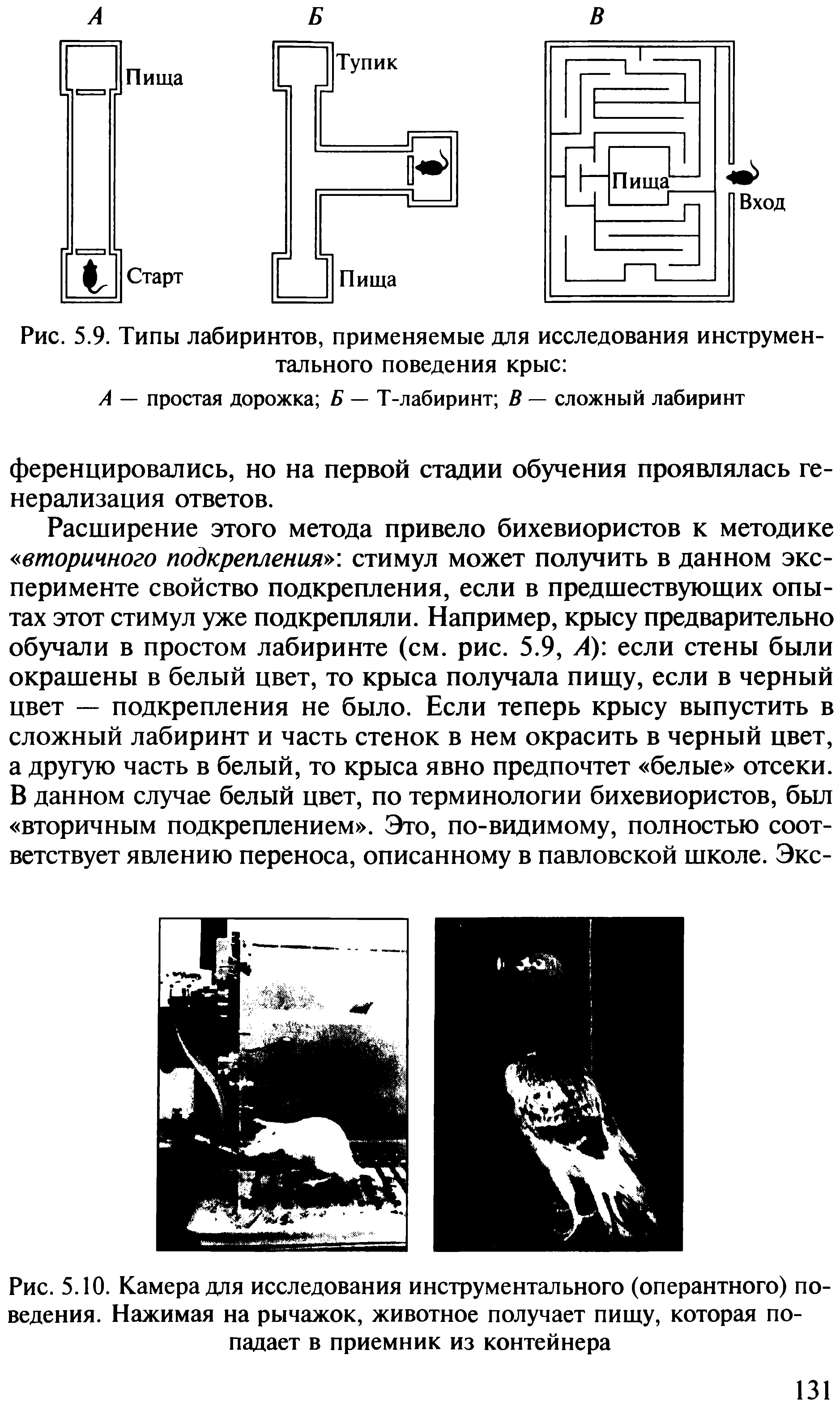 Рис. 5.9. Типы лабиринтов, применяемые для исследования инструментального поведения крыс ...