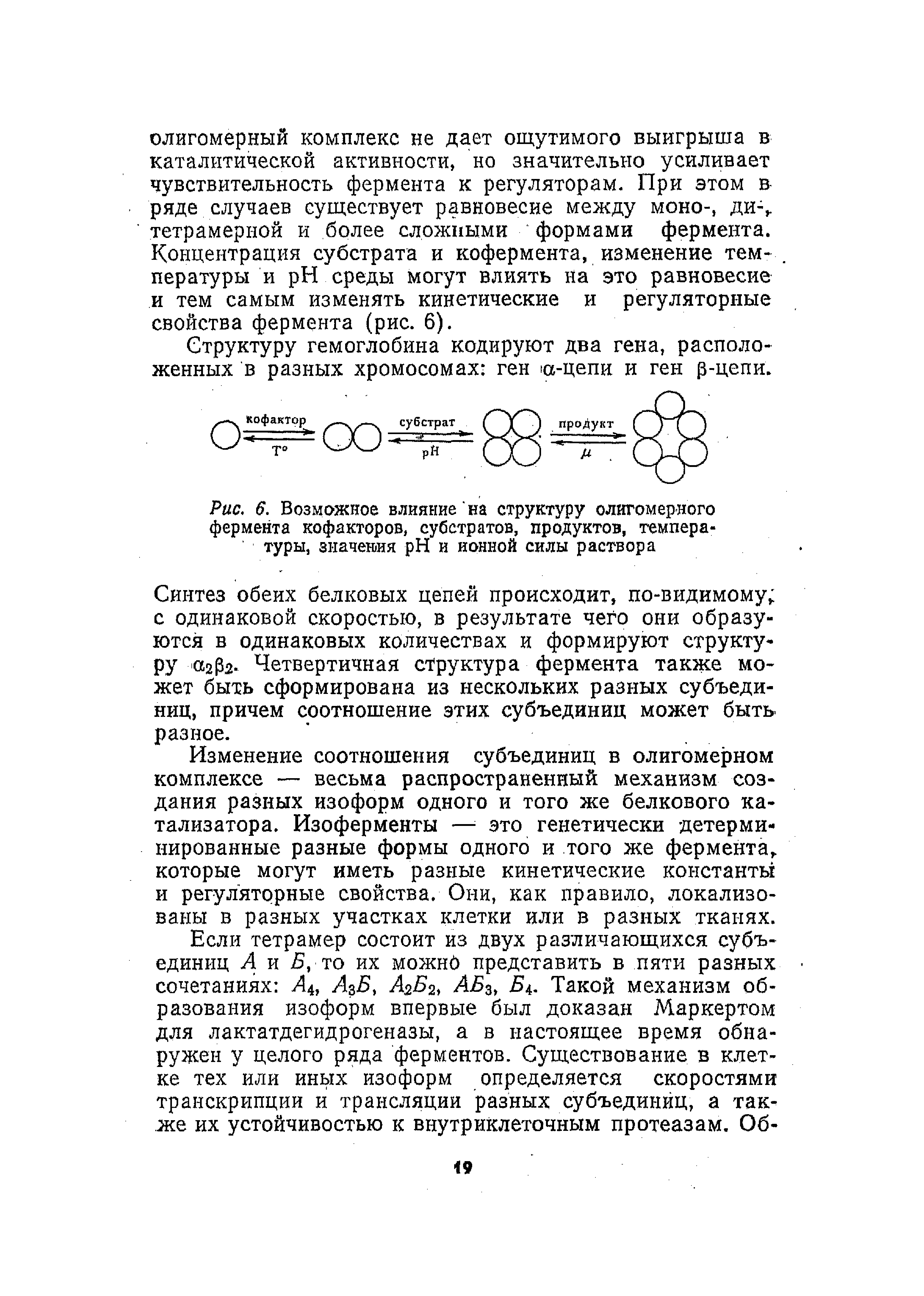 Рис. 6. Возможное влияние на структуру олигомерного фермента кофакторов, субстратов, продуктов, темпера-...