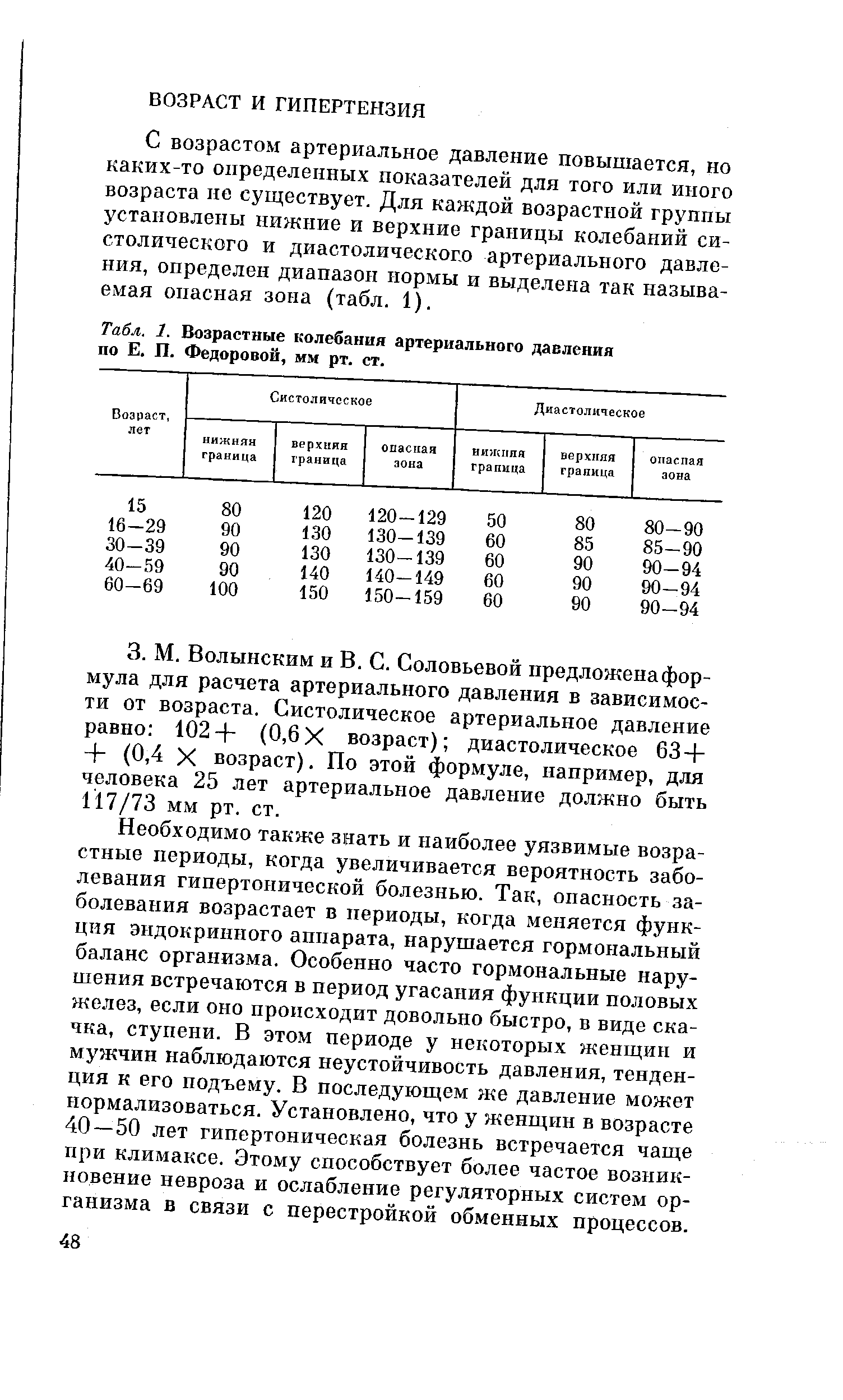 Табл. 1. Возрастные колебания артериального давления по Е. П. Федоровой, мм рт. ст.