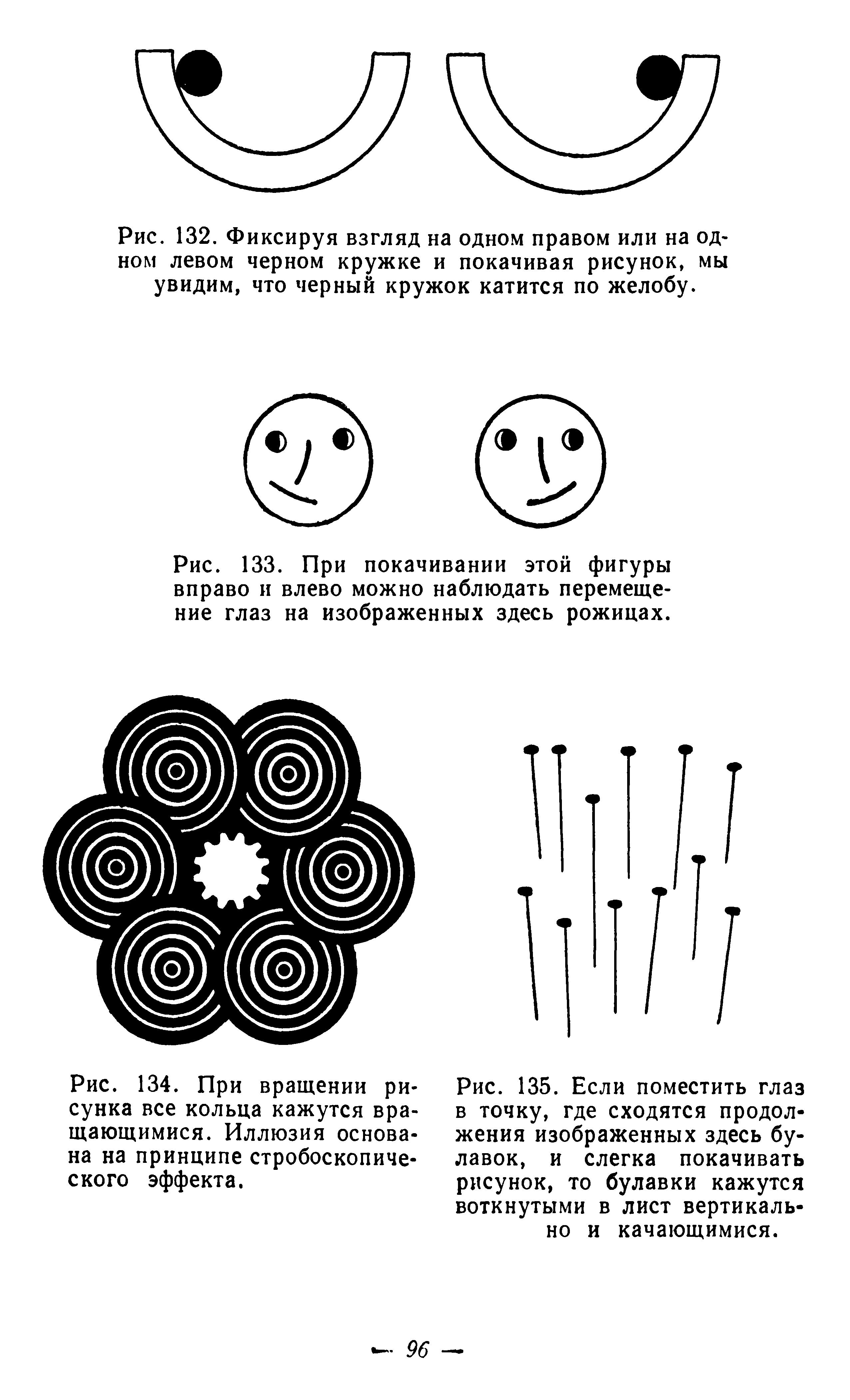 Рис. 134. При вращении рисунка все кольца кажутся вращающимися. Иллюзия основана на принципе стробоскопического эффекта.