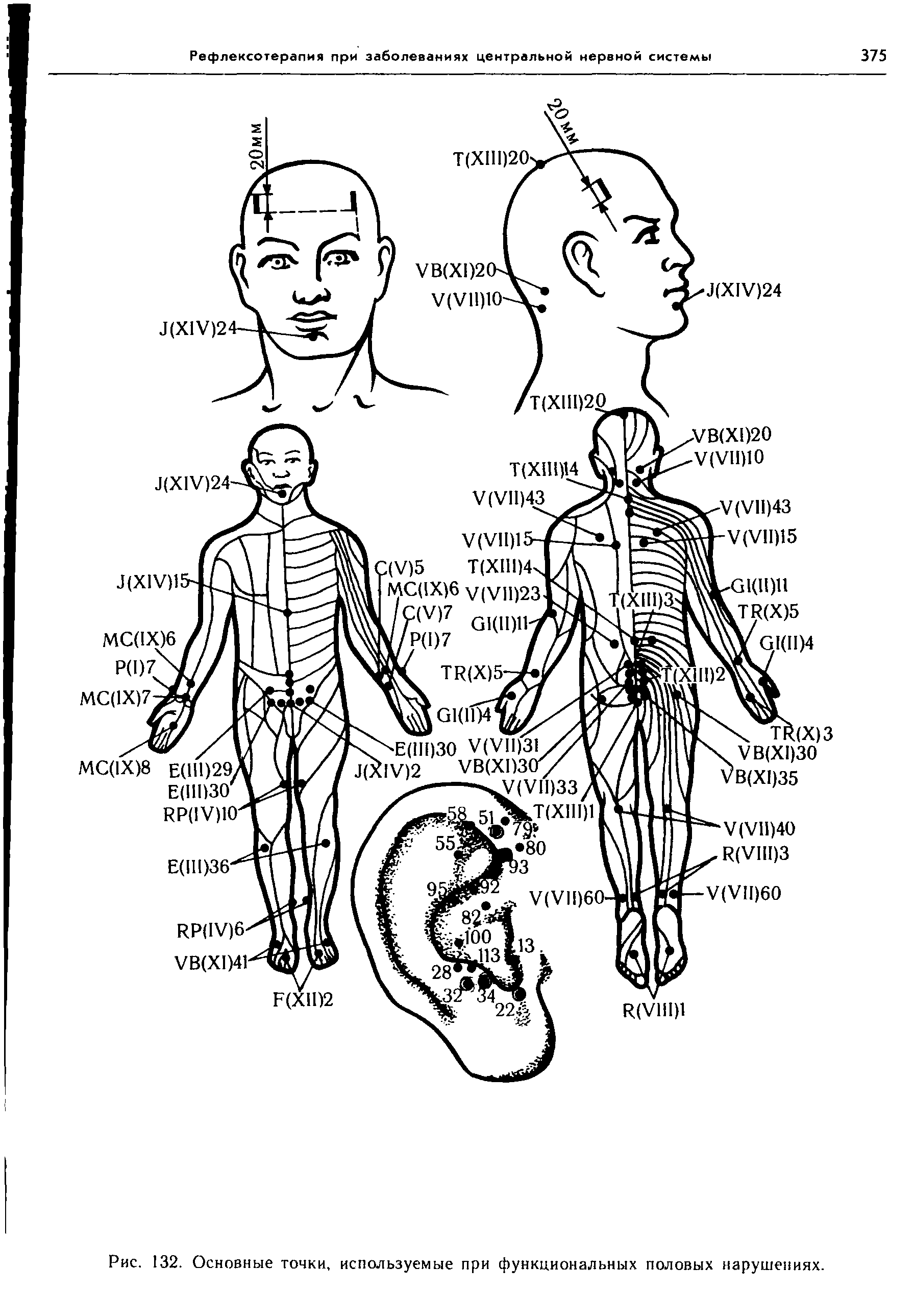 Рис. 132. Основные точки, используемые при функциональных половых нарушениях.