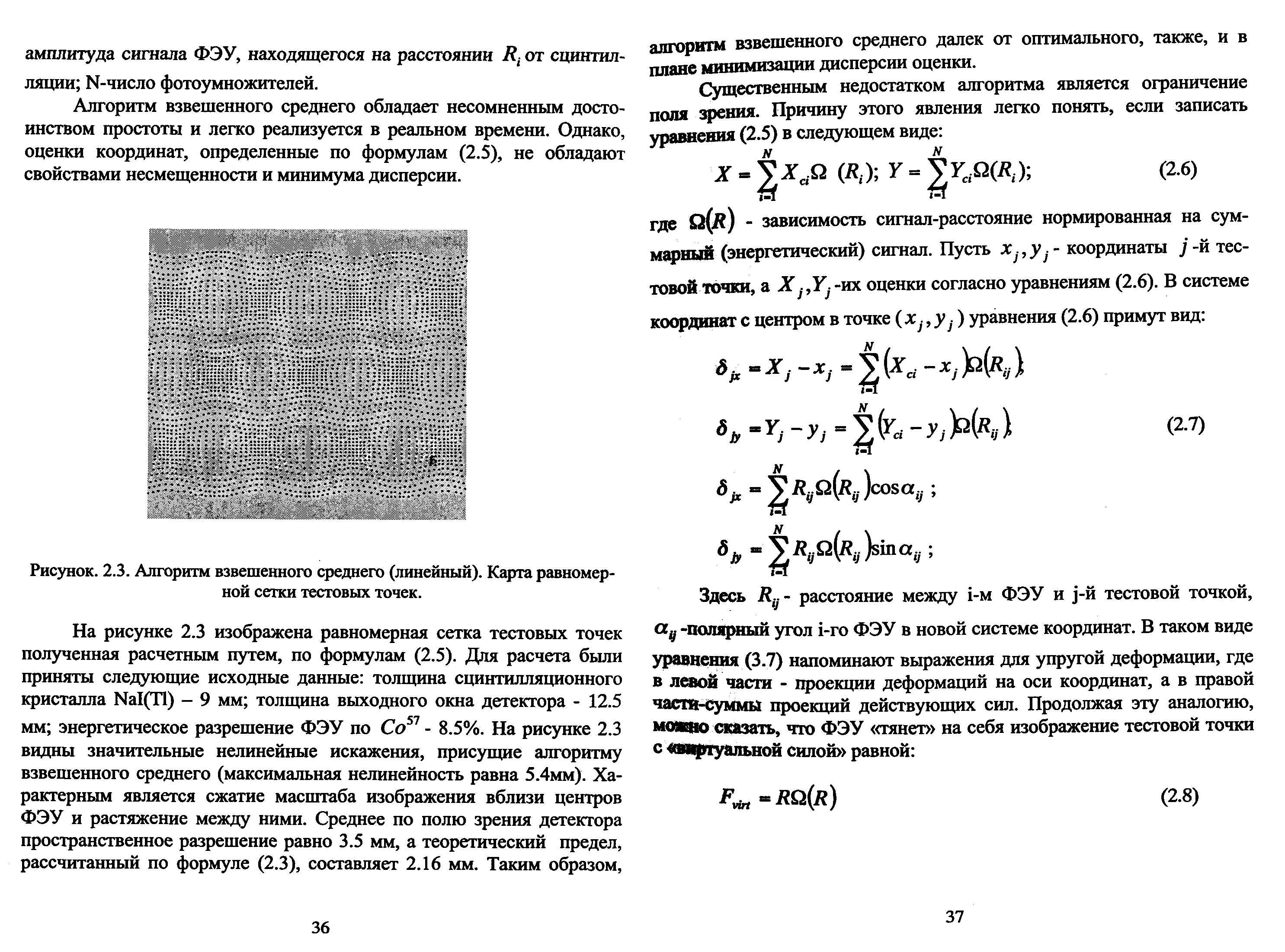 Рисунок. 2.3. Алгоритм взвешенного среднего (линейный). Карта равномерной сетки тестовых точек.