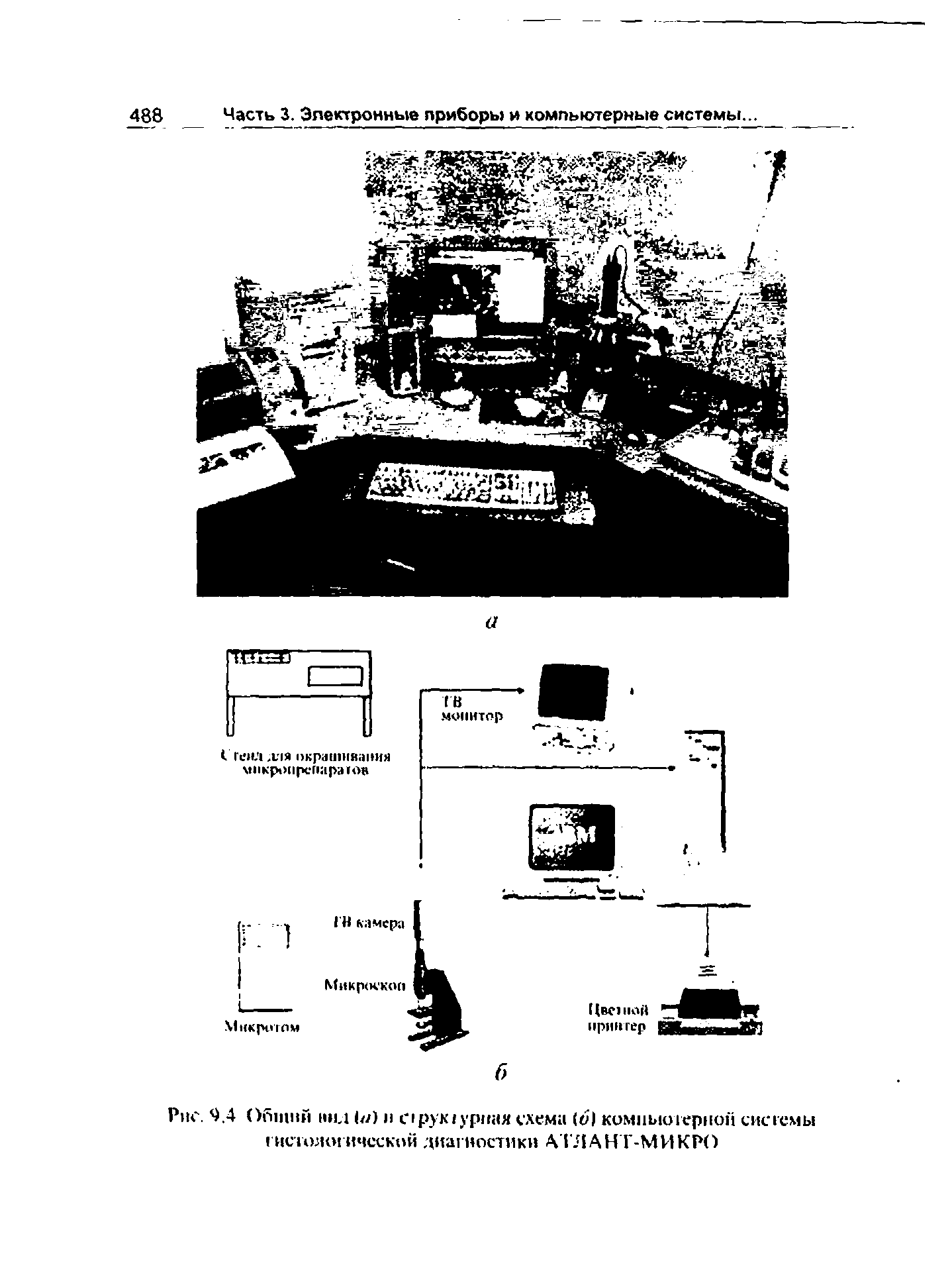 Рис. 9.4 Общий ты I//) и С1 рут урння схема (о) компьютерной системы гистологической диагностики АТЛАНТ-МИ КРО...