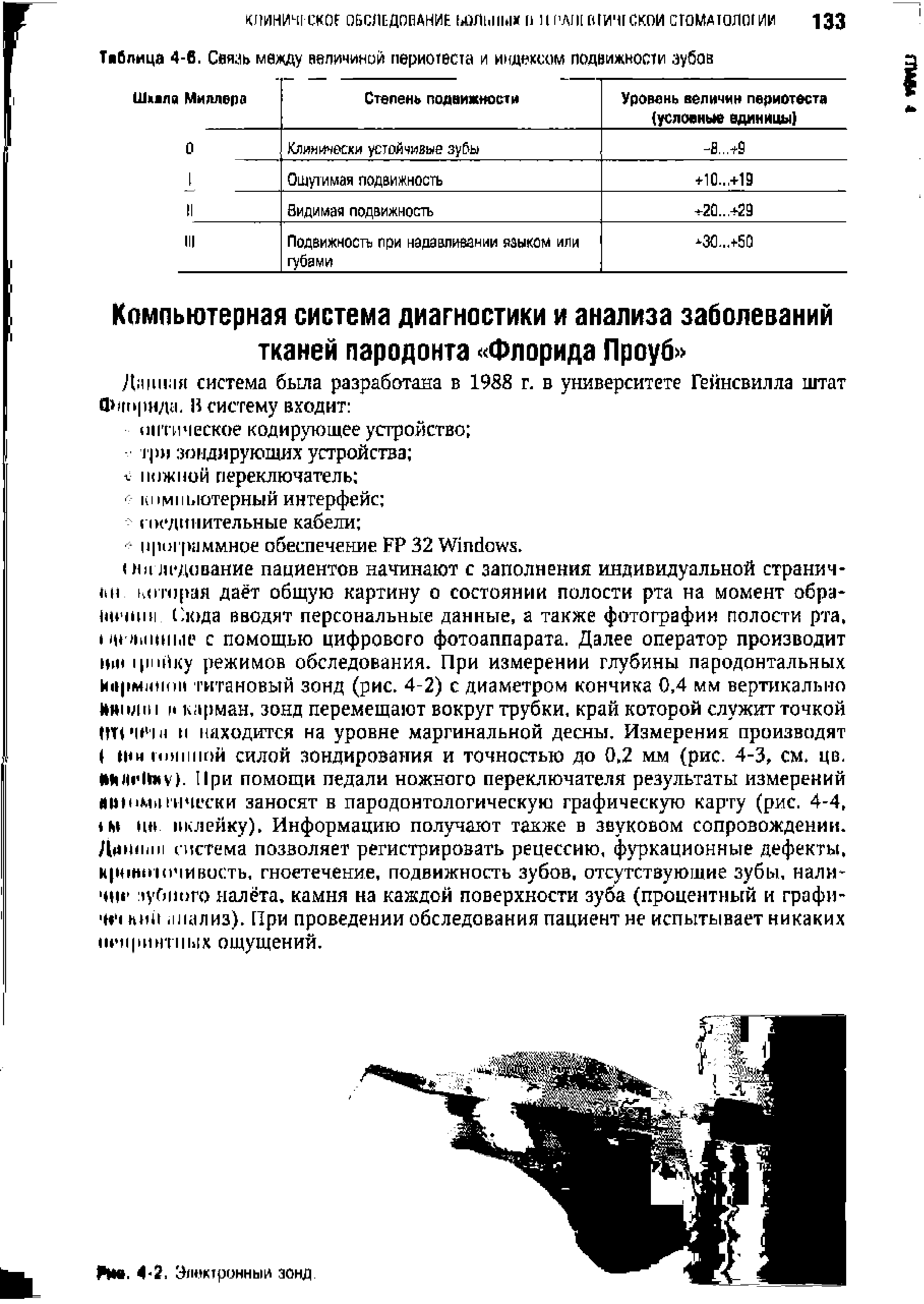 Таблица 4-6. Связь между величиной периотеста и индексом подвижности зубов...