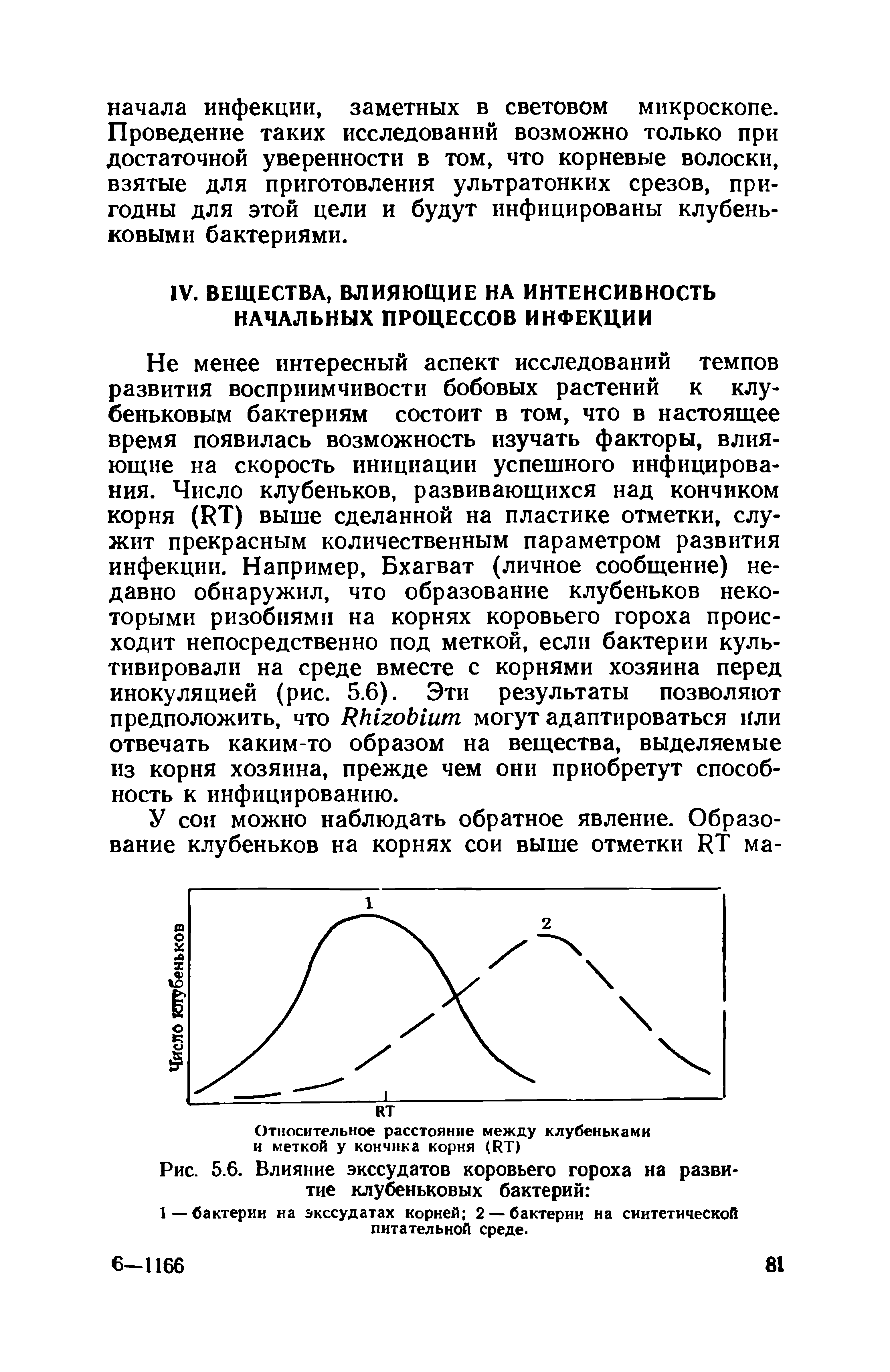 Рис. 5.6. Влияние экссудатов коровьего гороха на развитие клубеньковых бактерий ...