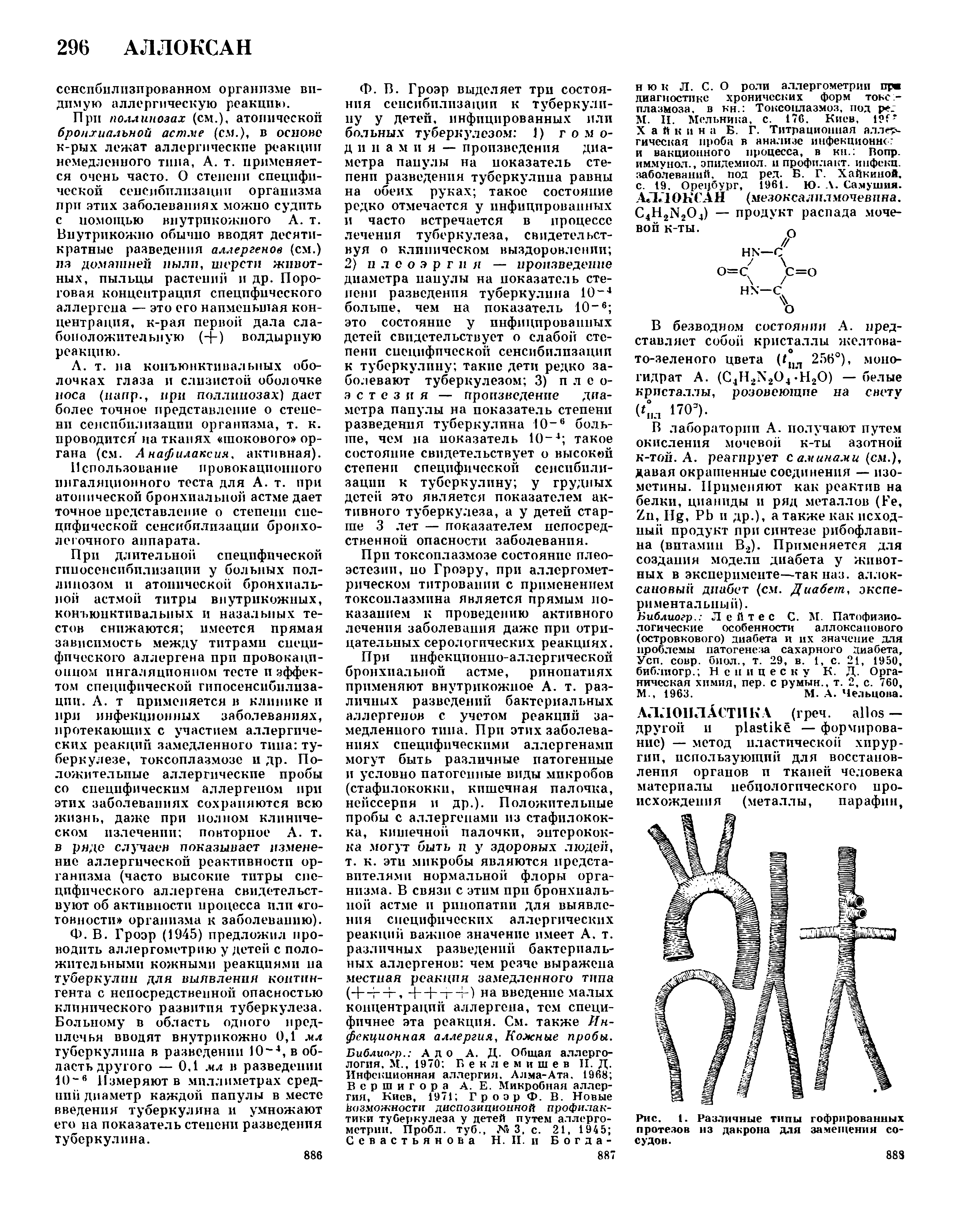 Рис. 1. Различные типы гофрированных протезов из дакрона для замещения сосудов.