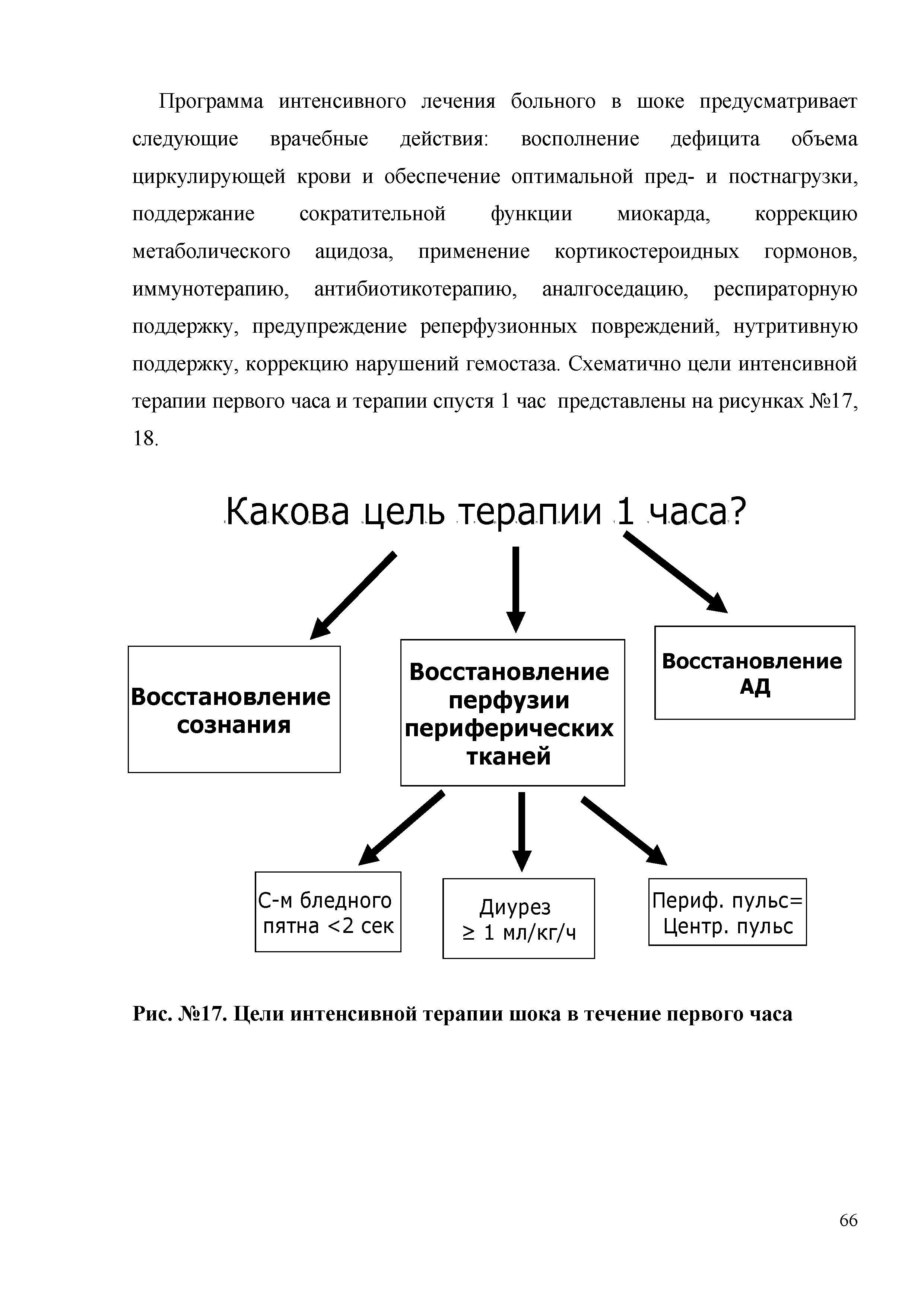 Рис. №17. Цели интенсивной терапии шока в течение первого часа...