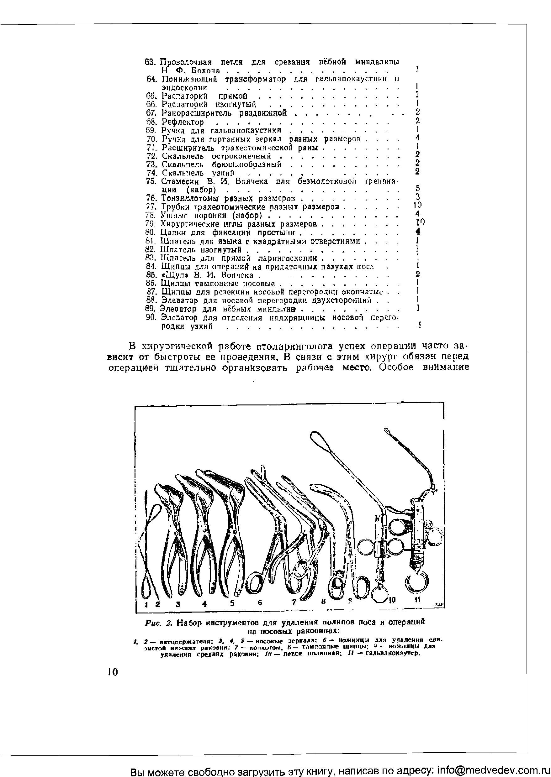 Рис. 2. Набор инструментов для удаления полипов носа и операций на носовых раковинах ...