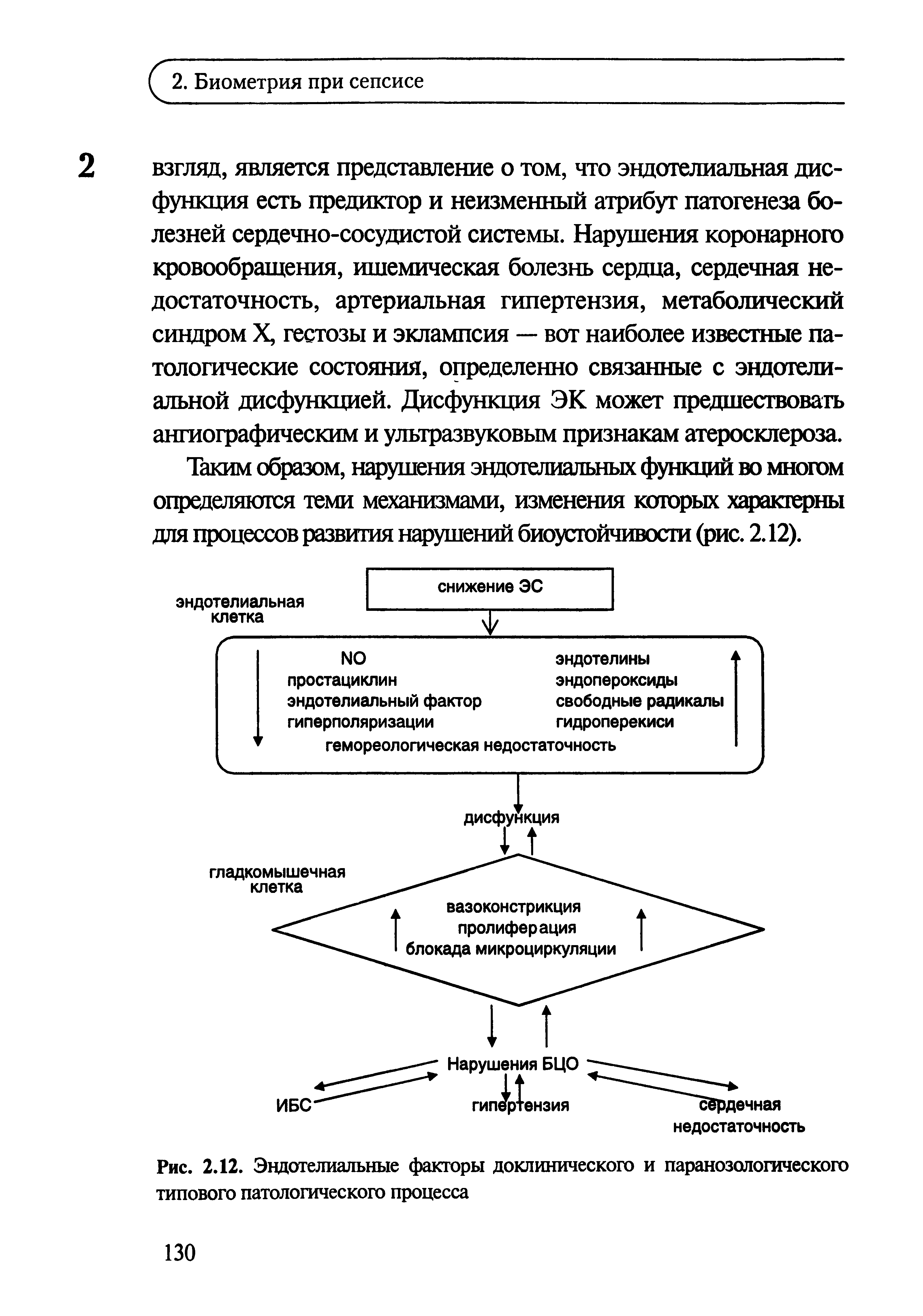 Рис. 2.12. Эндотелиальные факторы доклинического и паранозологического типового патологического процесса...