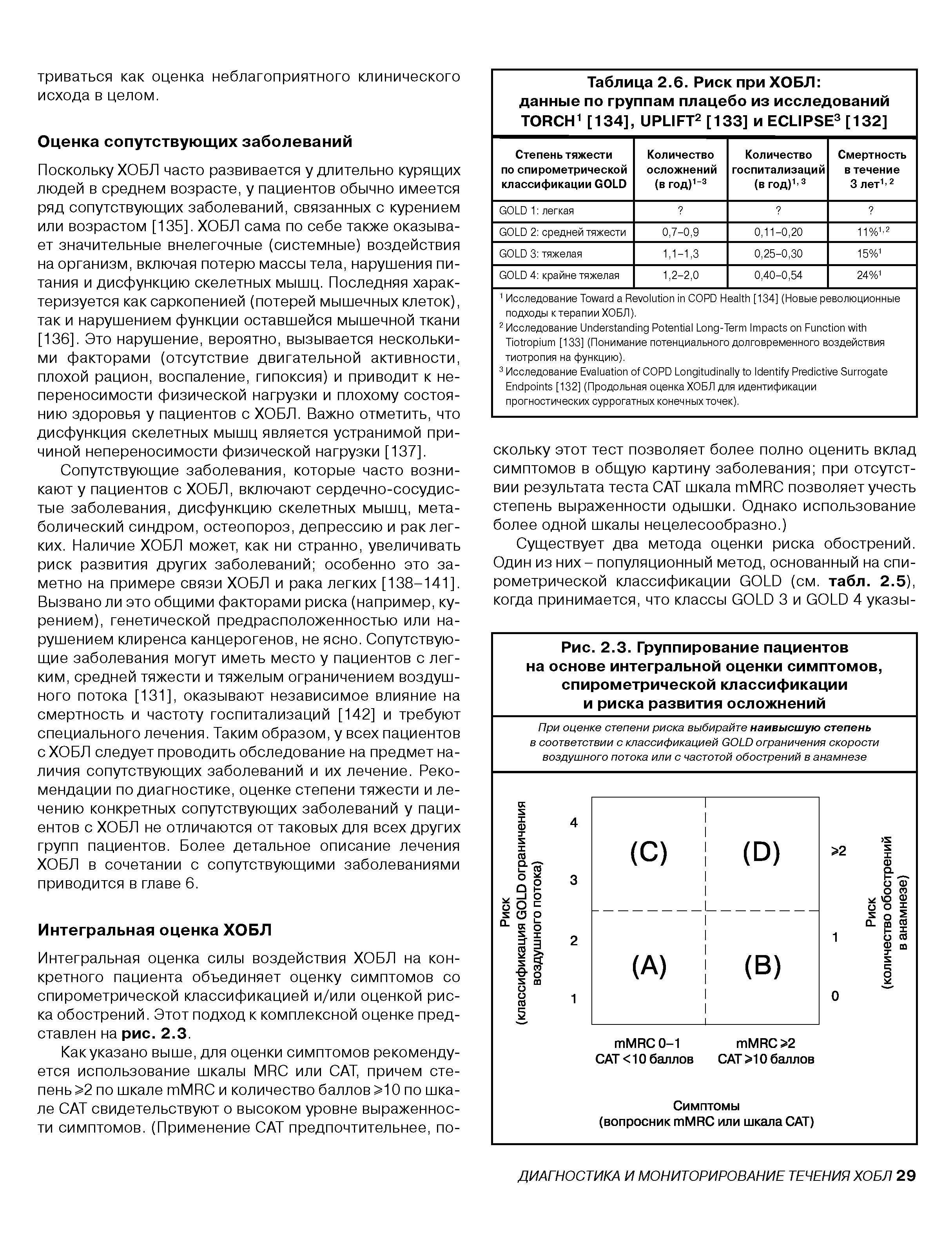 Таблица 2.6. Риск при ХОБЛ данные по группам плацебо из исследований TORCH1 [134], UPLIFT2 [133] и ECLIPSE3 [132] ...