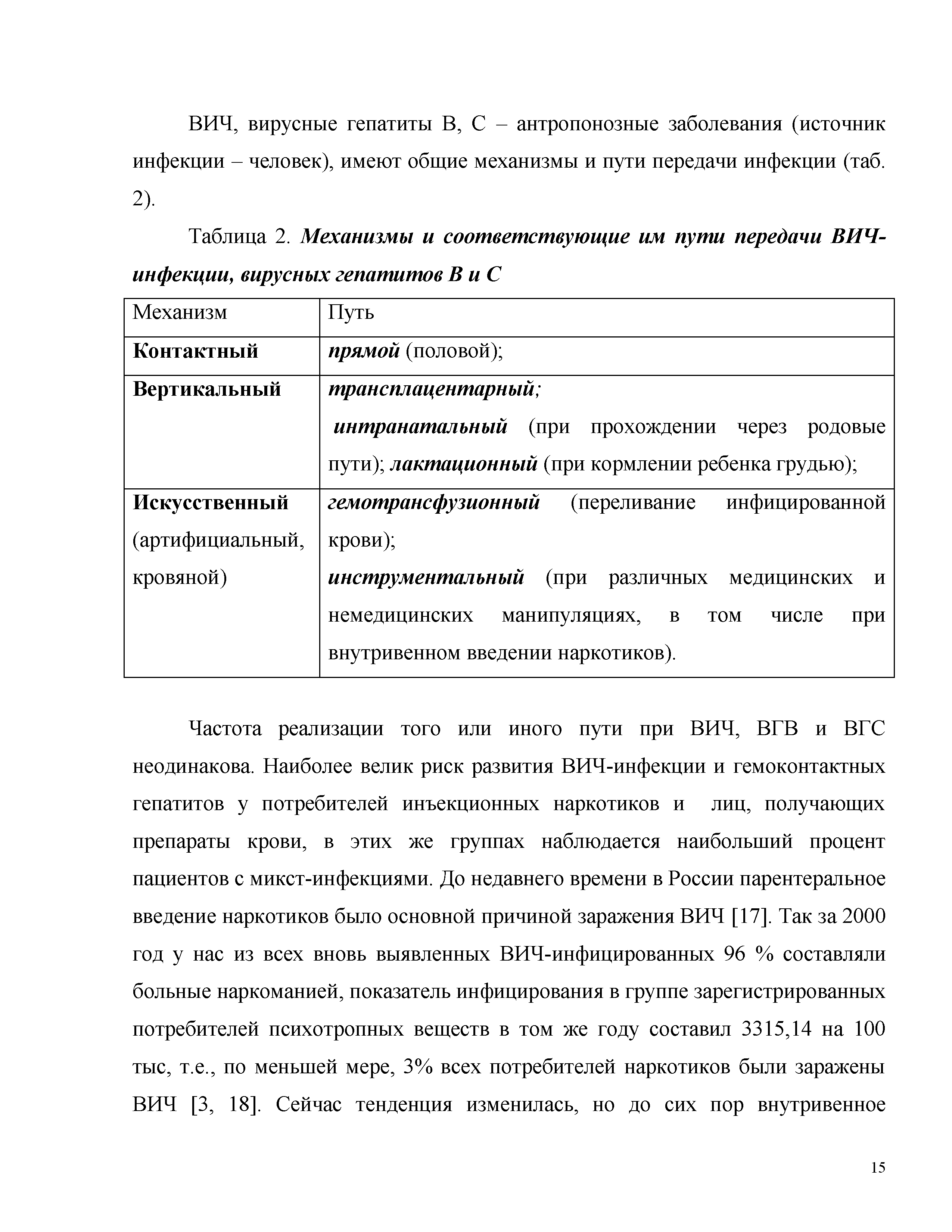 Таблица 2. Механизмы и соответствующие им пути передачи ВИЧ-инфекции, вирусных гепатитов В и С...